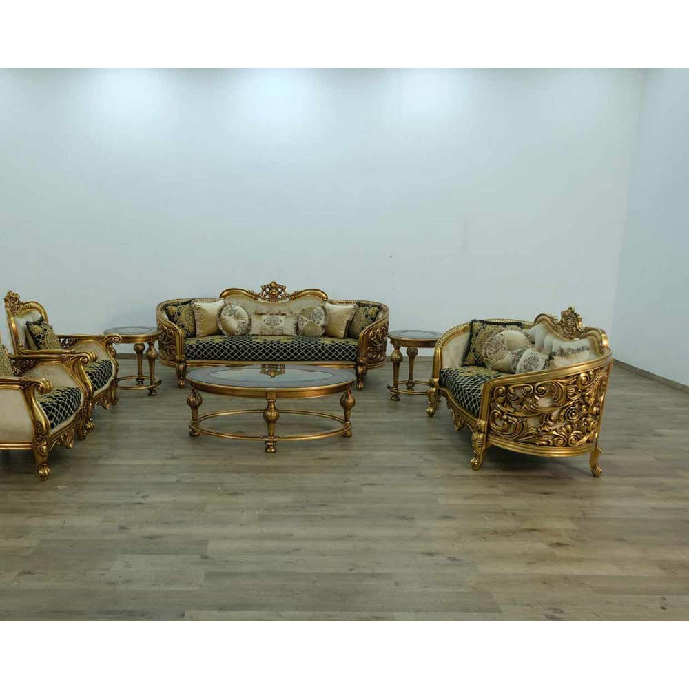 European Furniture - Bellagio 2 Piece Living Room Set in Antique Bronze Black-Gold - 30018-2SET - New Star Living