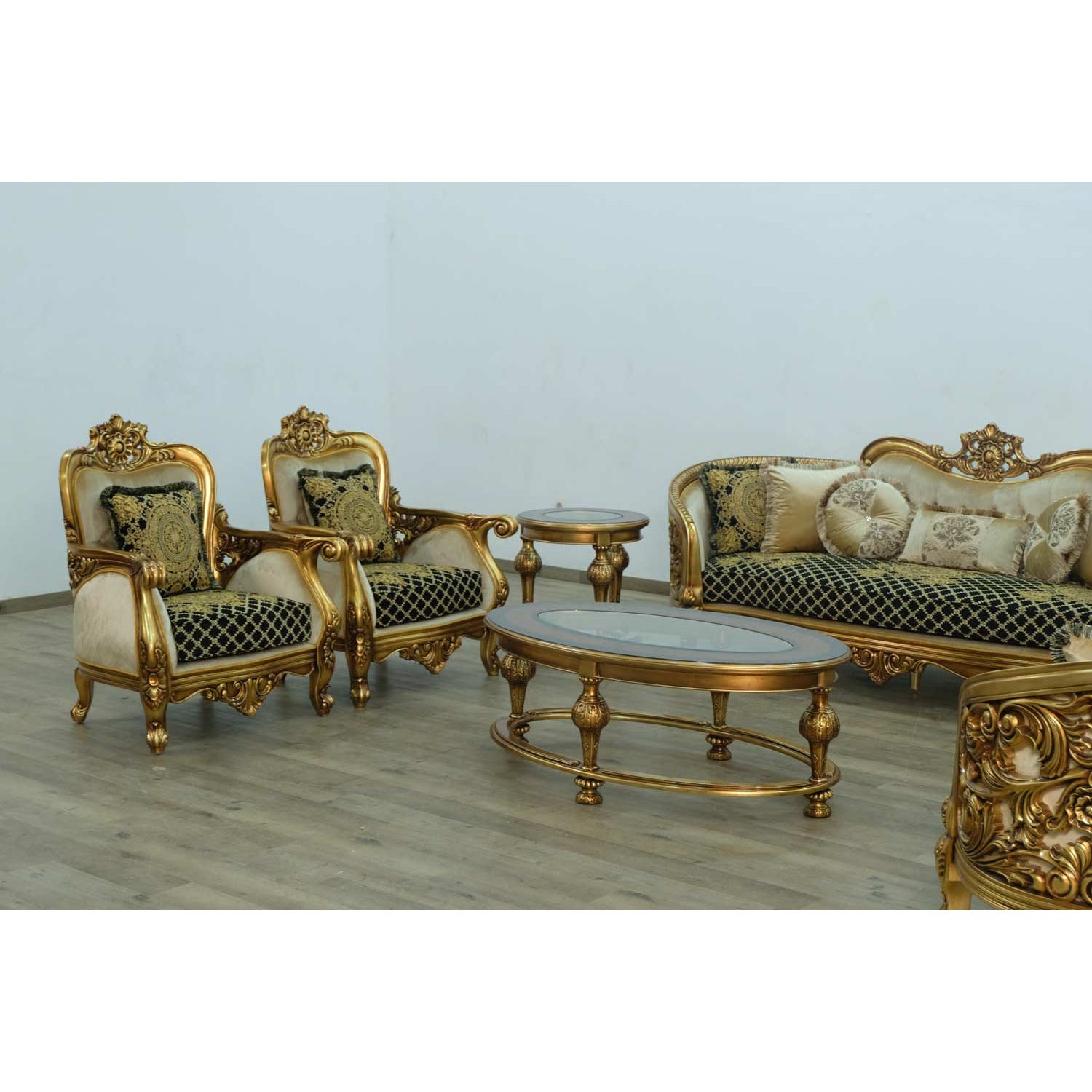 European Furniture - Bellagio Chair in Antique Bronze Black-Gold - 30018-C - New Star Living