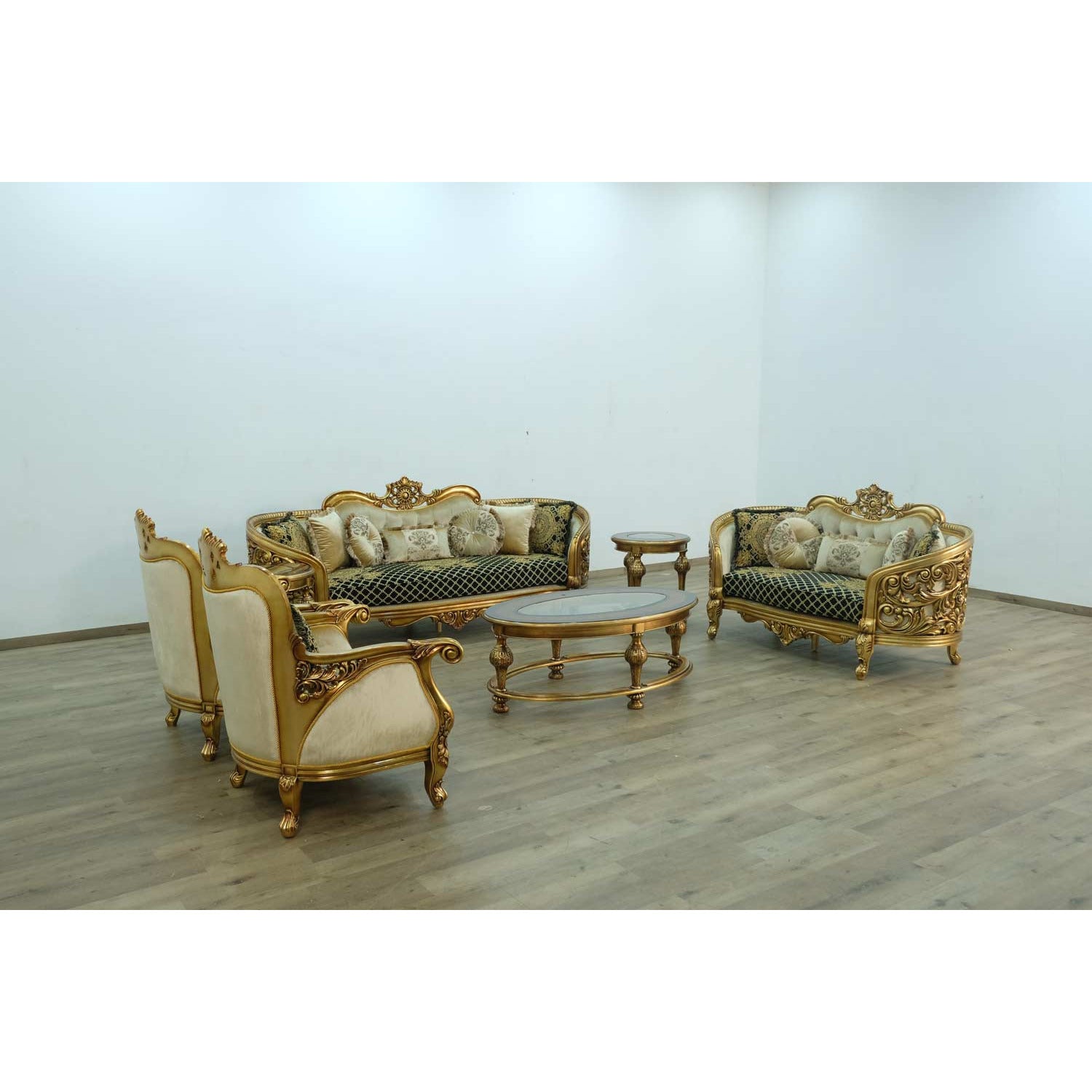 European Furniture - Bellagio Sofa in Antique Bronze Black-Gold - 30018-S - New Star Living
