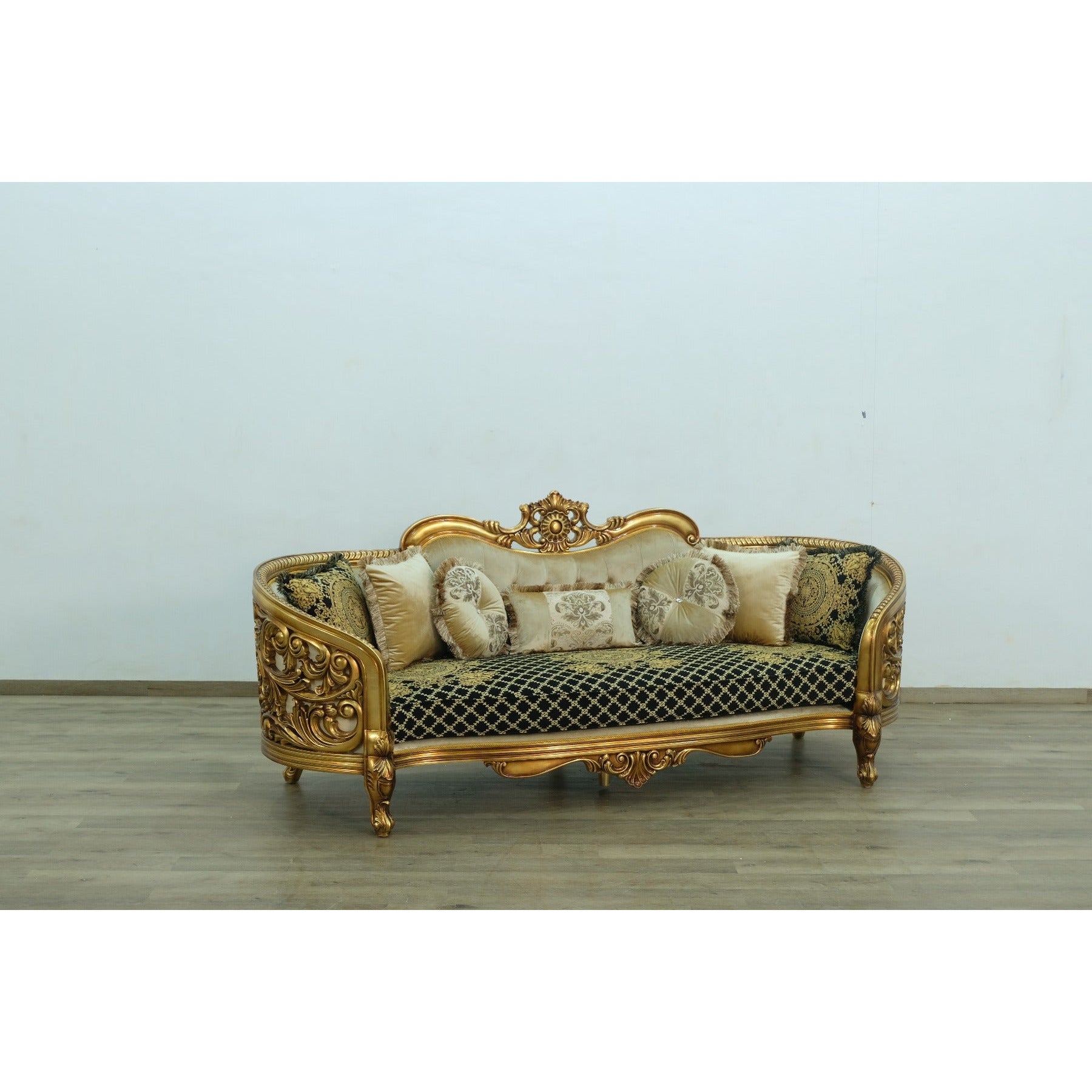 European Furniture - Bellagio 3 Piece Living Room Set in Antique Bronze Black-Gold - 30018-3SET - New Star Living