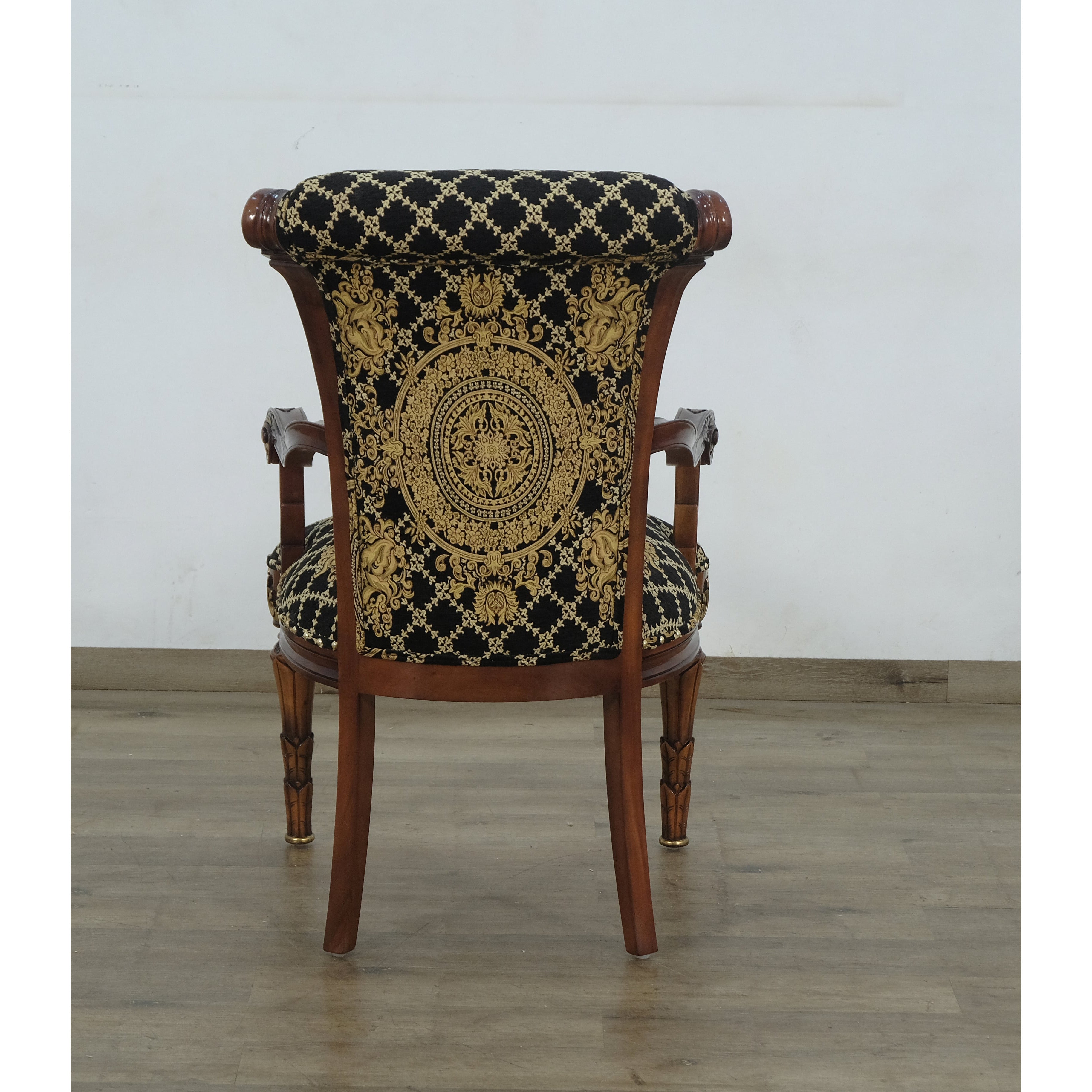 European Furniture - Veronica Dining Arm Chair in Antique Dark Gold Leaf Set of 2 - 31061-AC - New Star Living