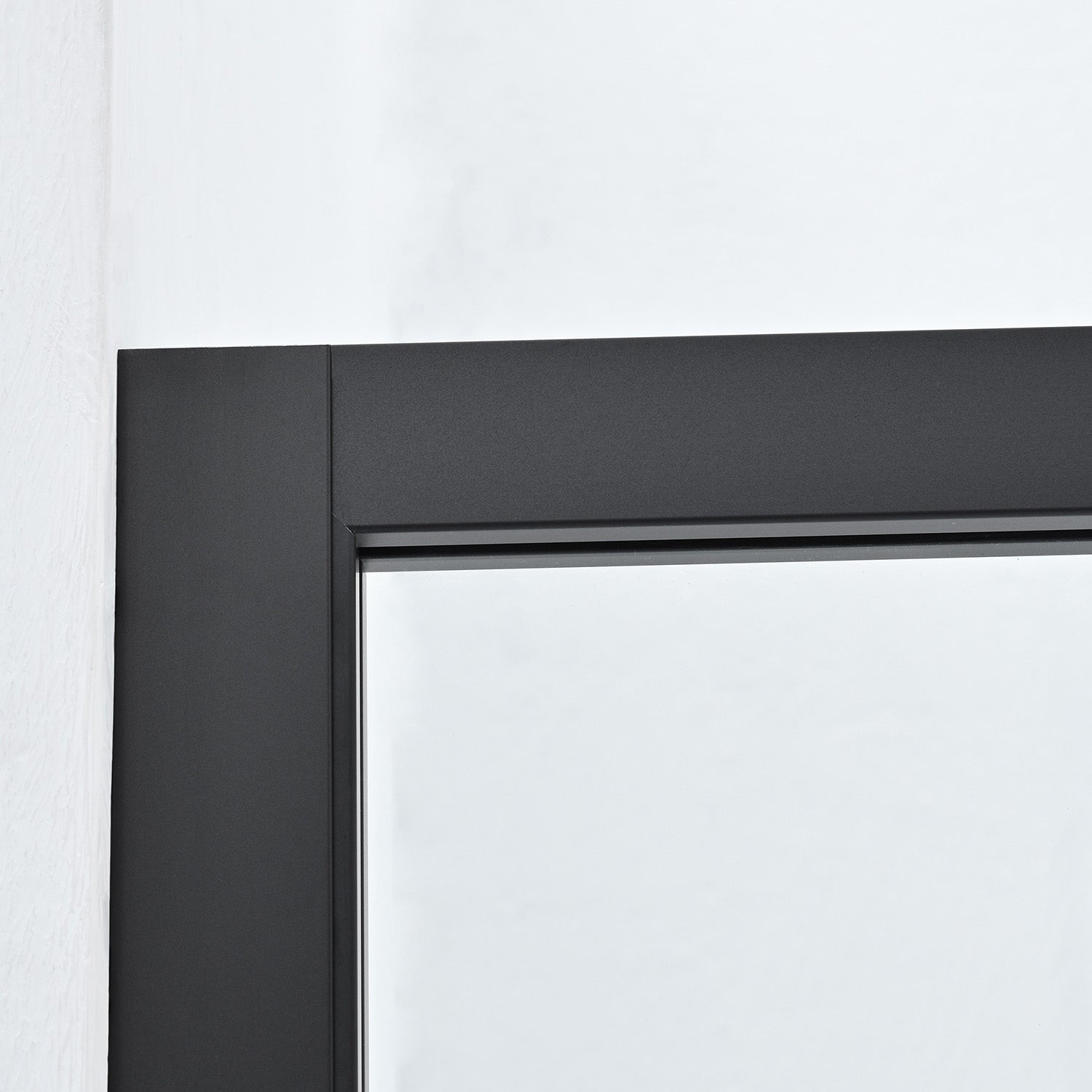Vinnova Design Azpeitia 34" W x 74" H Framed Fixed Glass Panel in Matte Black - New Star Living