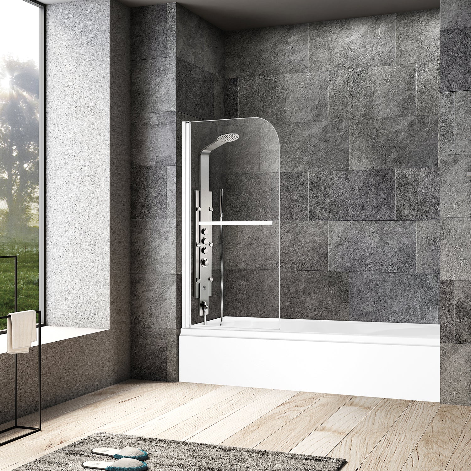 Vinnova Design Olivenza Hinged Frameless Tub Door 31" W x 55" H - New Star Living