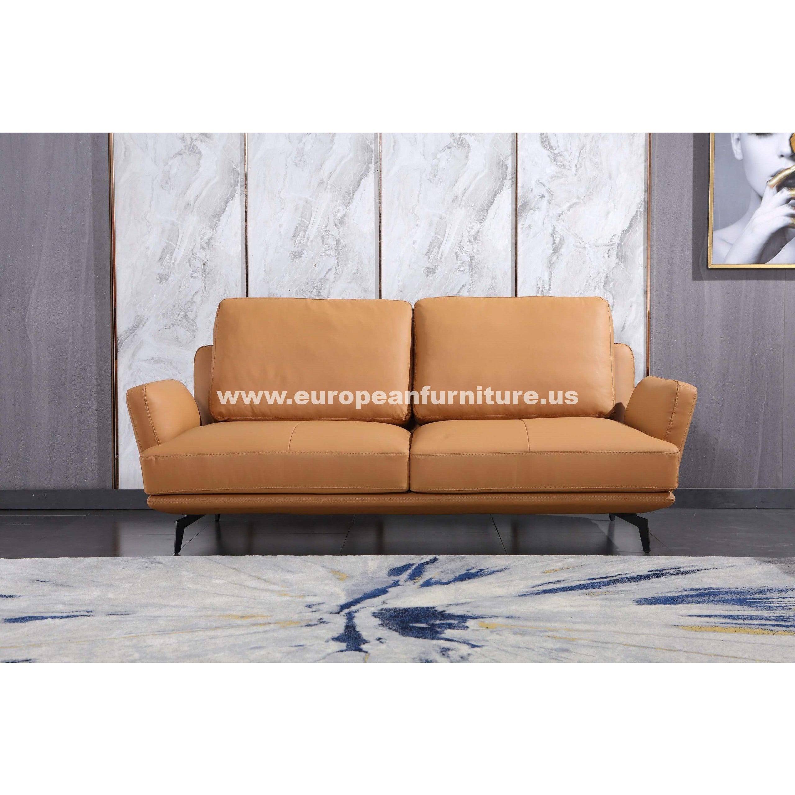European Furniture - Tratto Loveseat Cognac Italian Leather - EF-37457-L - New Star Living