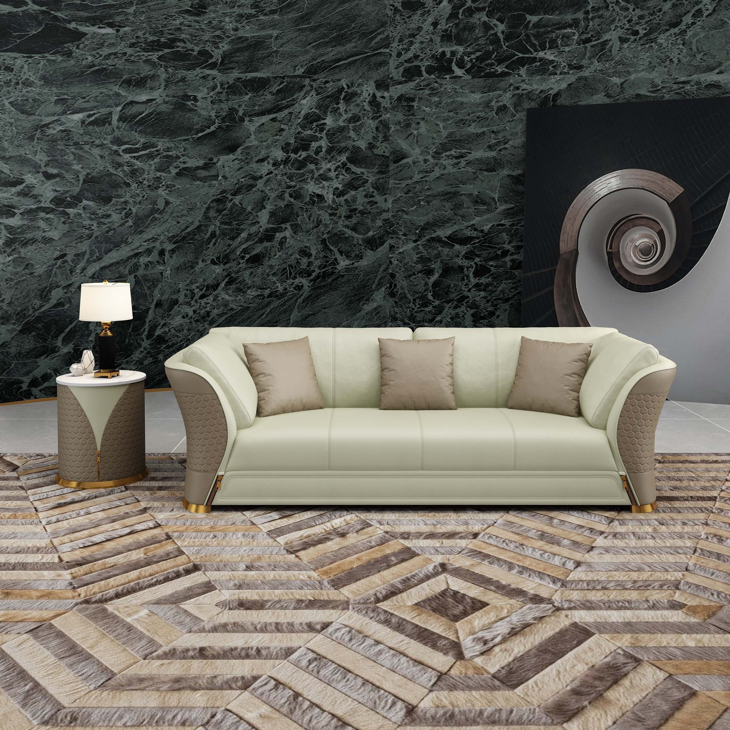 European Furniture - Winston 3 Piece Sofa Set White-Taupe Italian Leather - EF-27991 - New Star Living