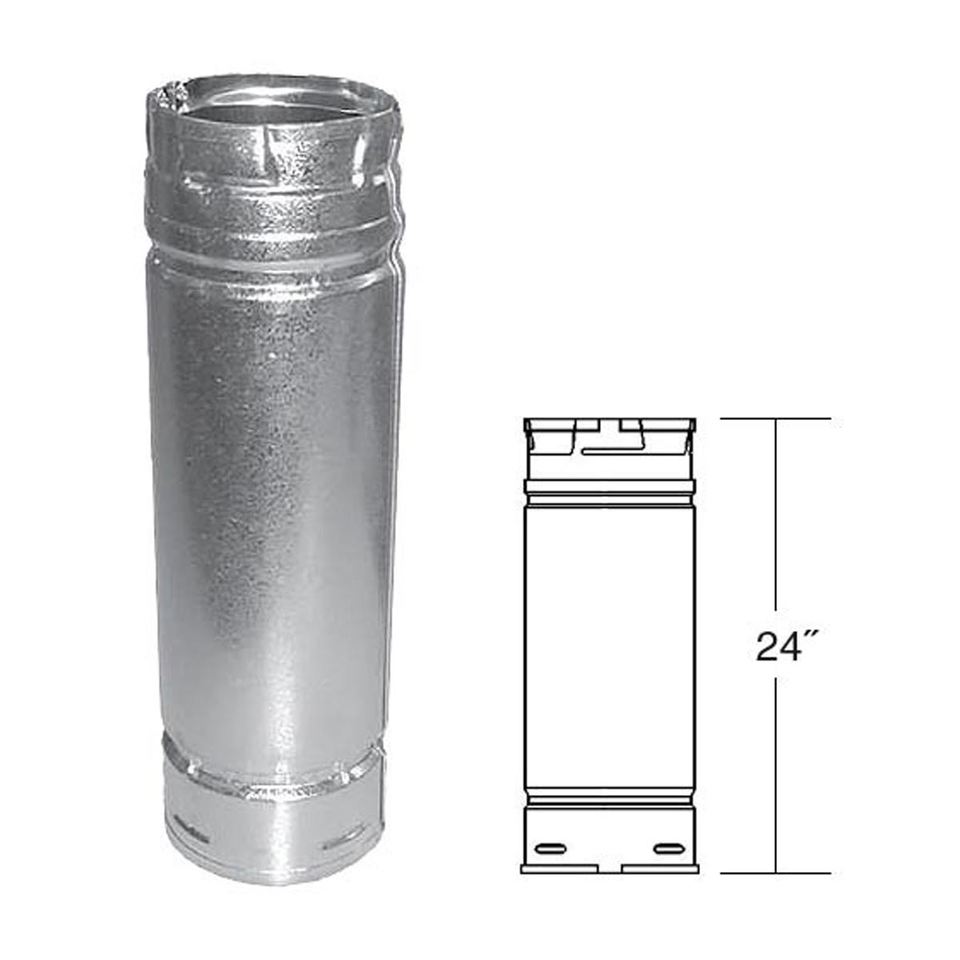 Duravent 3" x 24" Straight Length Chimney Pipe 3PVP-24 - New Star Living
