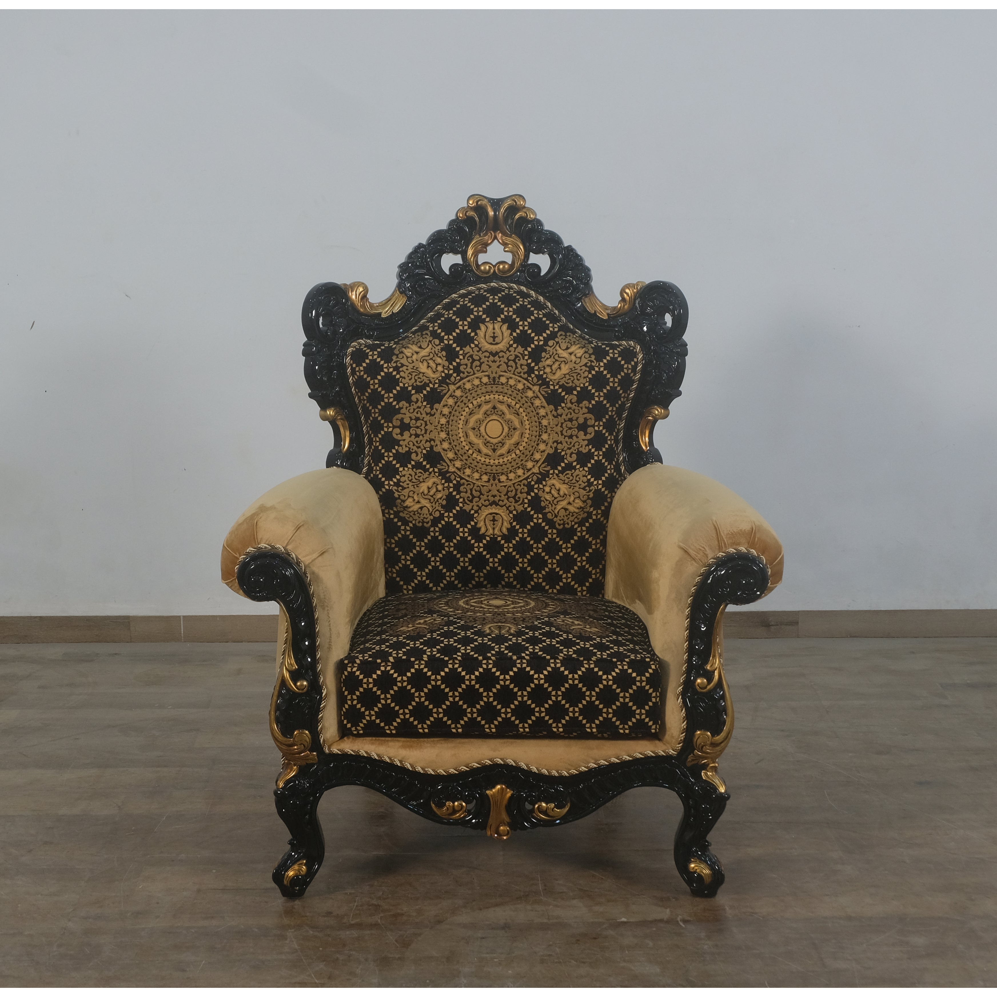 European Furniture - Emperador 4 Piece Luxury Living Room Set in Black Gold - 42037-SL2C - New Star Living