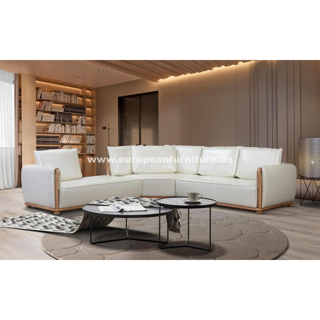 European Furniture - Skyline Sectional Off White Italian Leather - EF-26661 - New Star Living