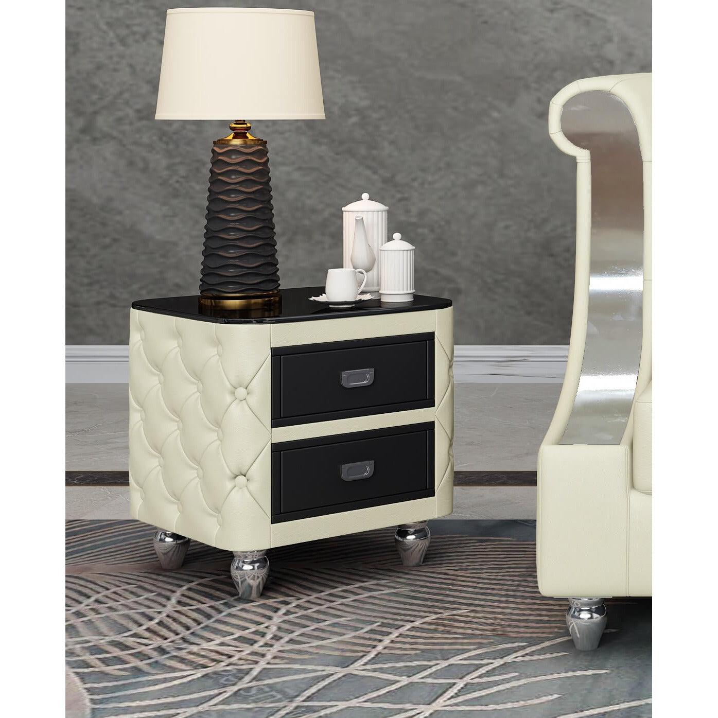 European Furniture - Mayfair Side Table Off White Color - EF-90280-ET - New Star Living