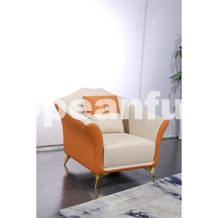 European Furniture - Winston Chair White-Orange Italian Leather - EF-29050-C - New Star Living