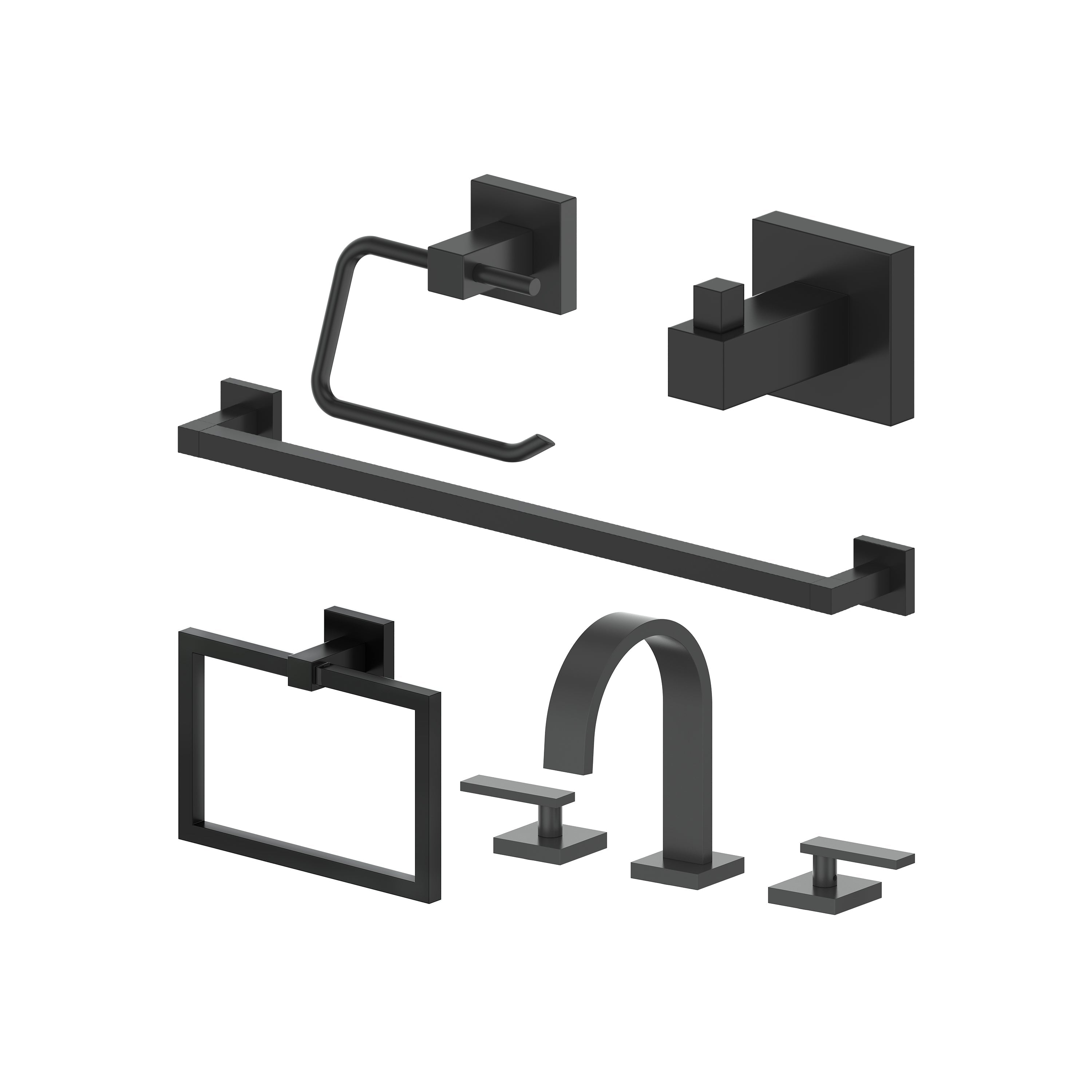 5 Piece Bathroom Faucet and Accessory Bundle(5BP-BLSACCF-MB) - New Star Living