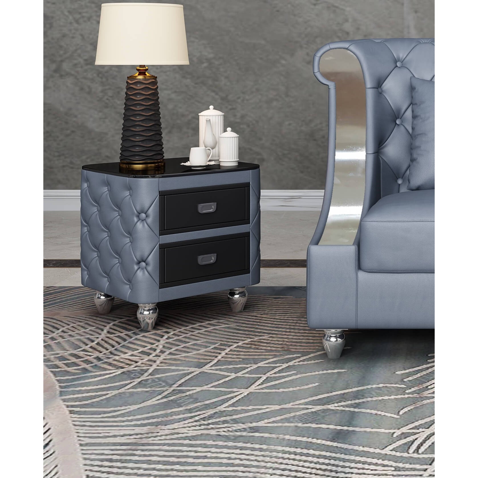 European Furniture - Mayfair Side Table Gray Color - EF-90281-ET - New Star Living