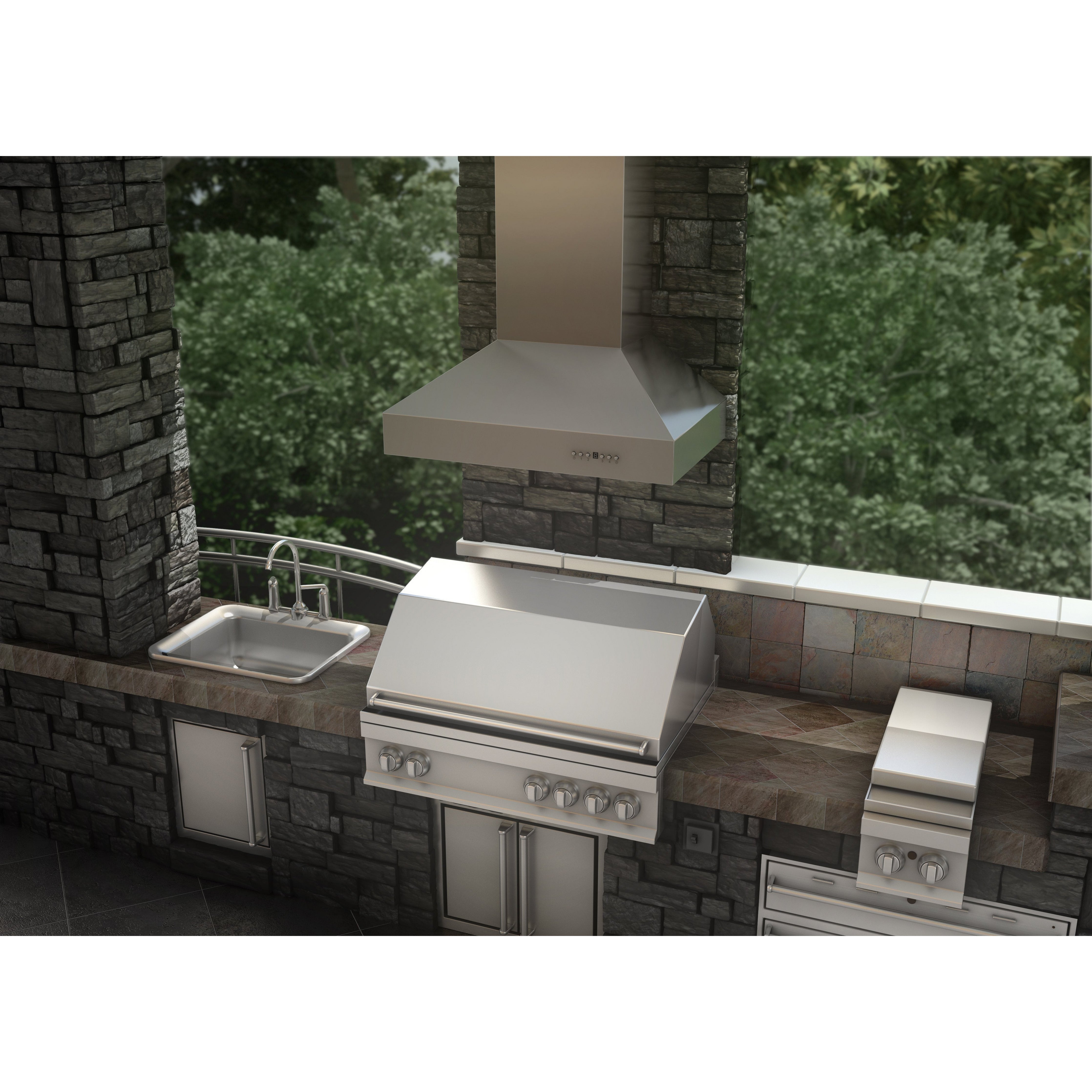 ZLINE Ducted Wall Mount Range Hood in Outdoor Approved Stainless Steel (697-304) - New Star Living
