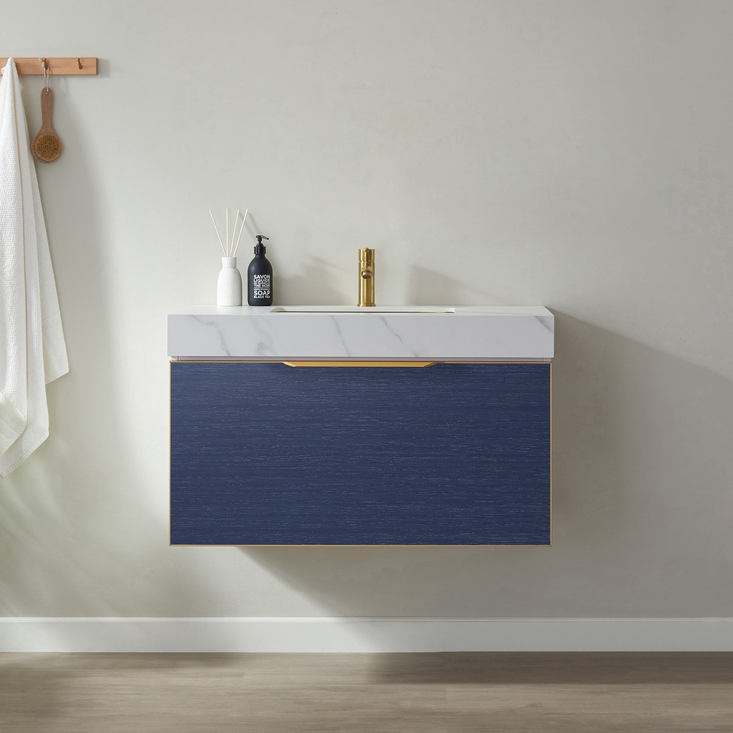 Vinnova Design Alicante 36" Single Vanity in Classic Blue with White Sintered Stone Countertop and Undermount Sink - New Star Living