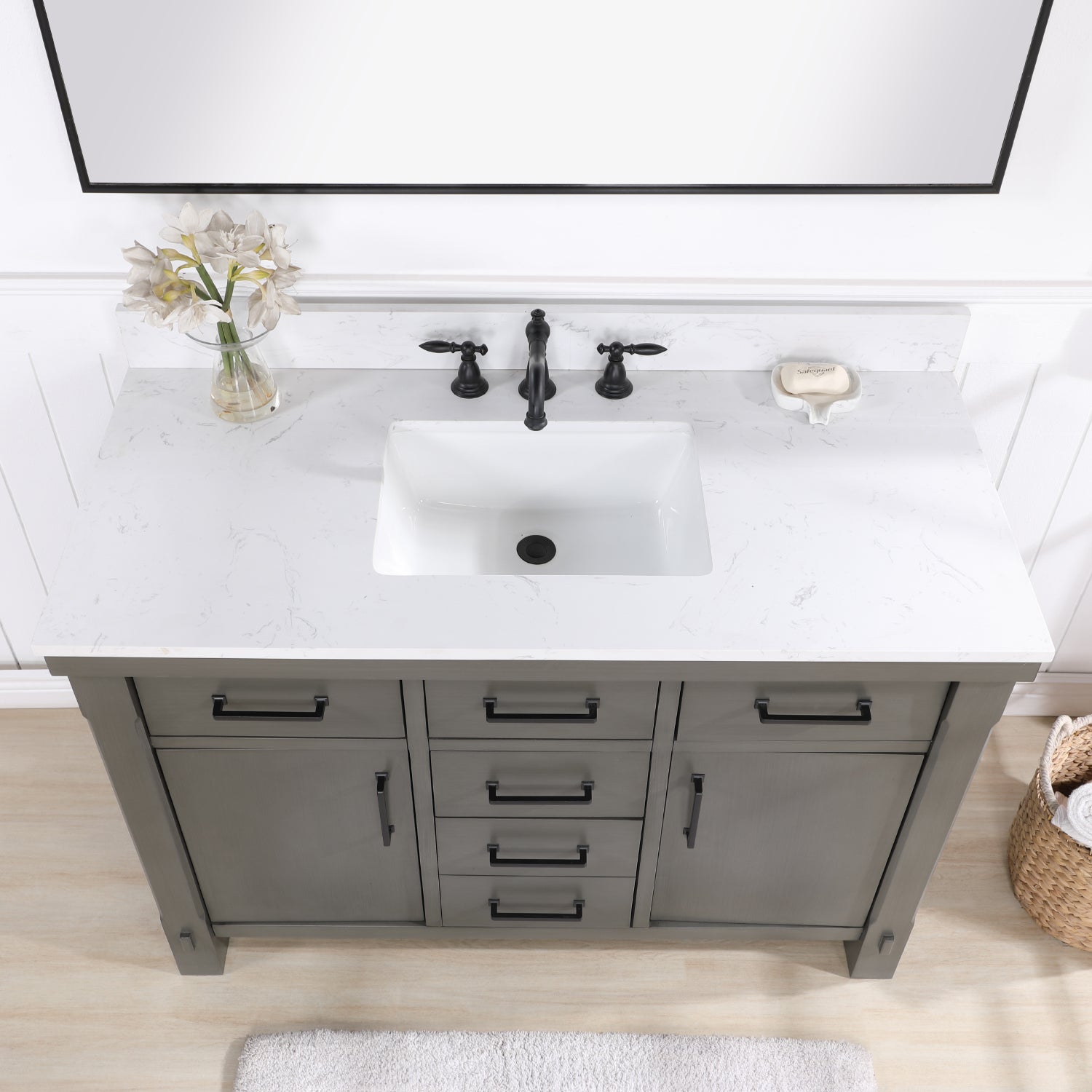 Vinnova Design Viella 48" Single Sink Bath Vanity in Rust Grey with White Composite Countertop - New Star Living
