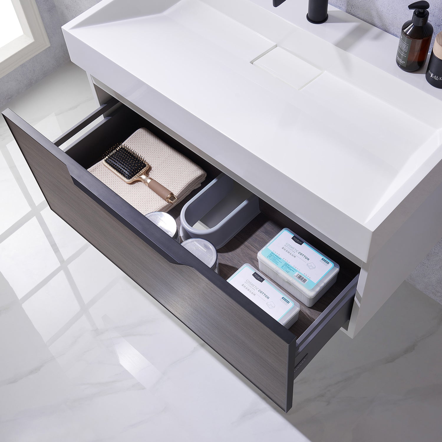 Vinnova Design Vegadeo 36" Single Sink Bath Vanity in Suleiman Oak with White One Piece Composite Stone Sink Top - New Star Living