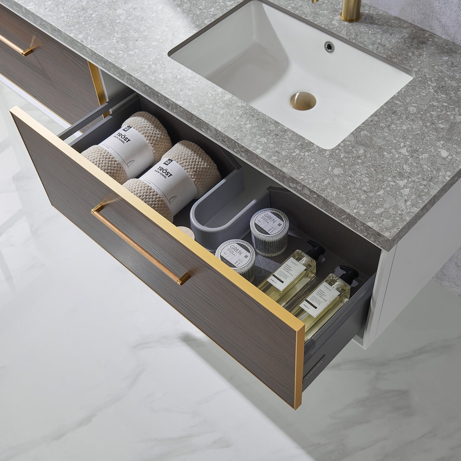 Vinnova Design Caparroso 72" Double Sink Bath Vanity in Dark Walnut with Grey Sintered Stone Top - New Star Living