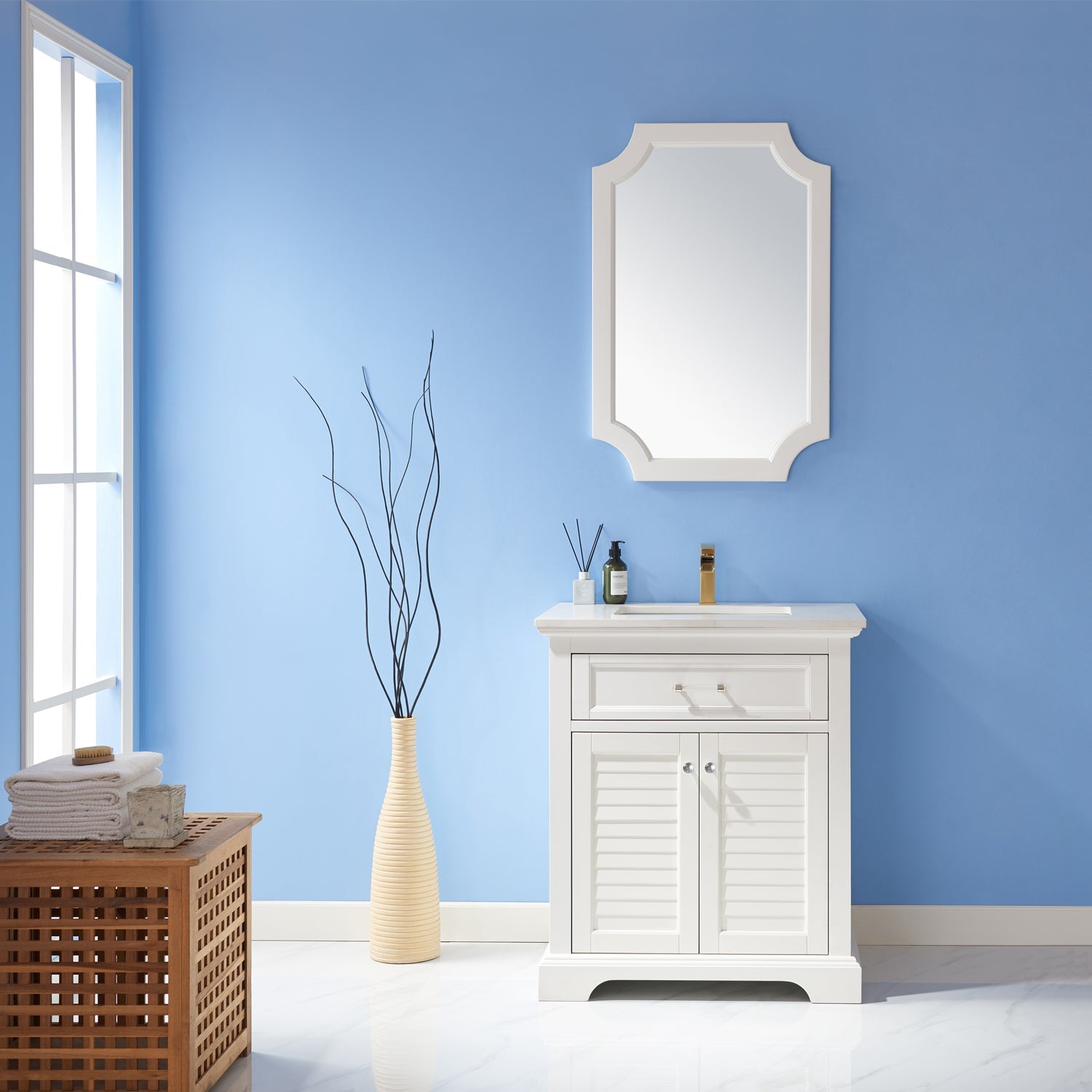 Vinnova Design Vinnova Grossetto 24" Irregular Farmhouse Bathroom / Vanity framed Wall Mounted Mirror - New Star Living