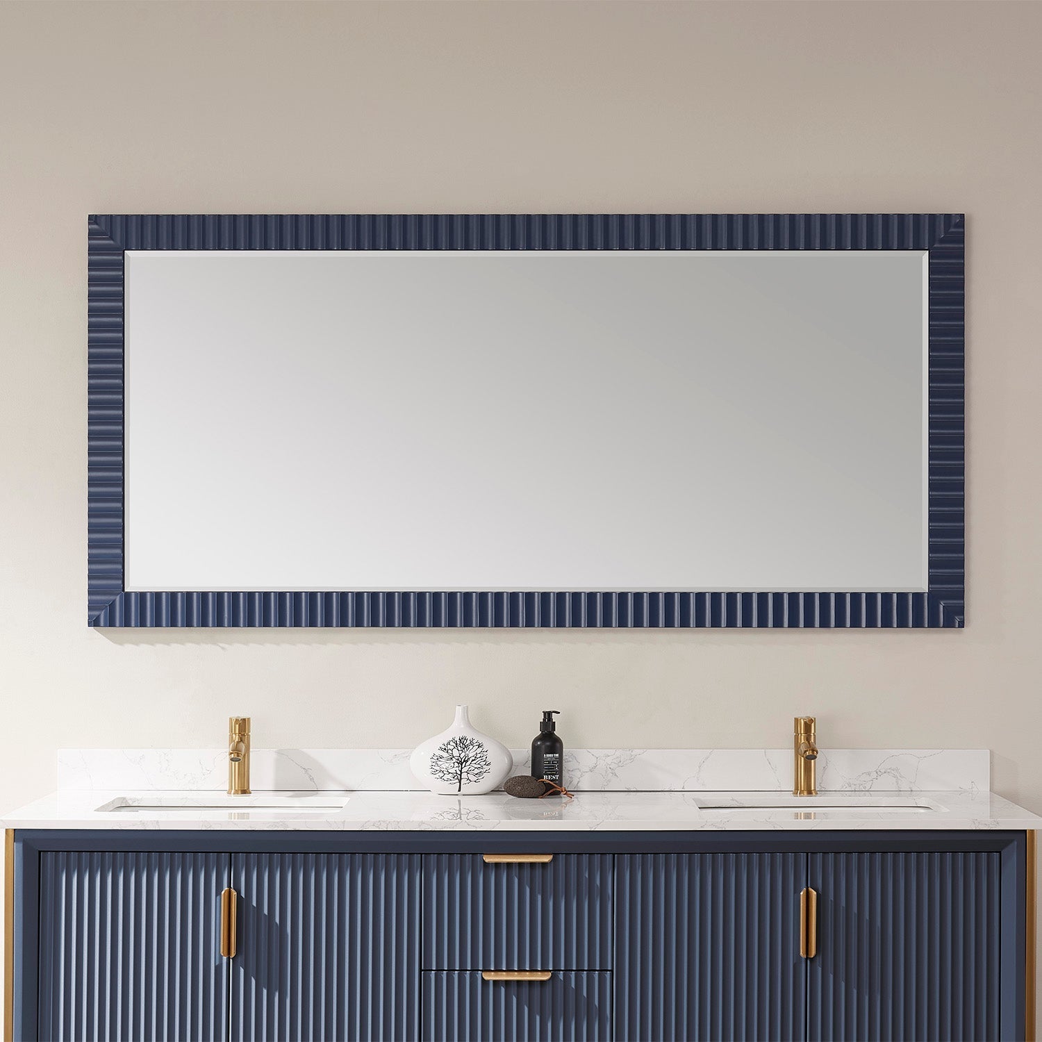 Vinnova Design Savona Rectangular Wave Framed Wall Mirror for Bathroom Vanity - New Star Living