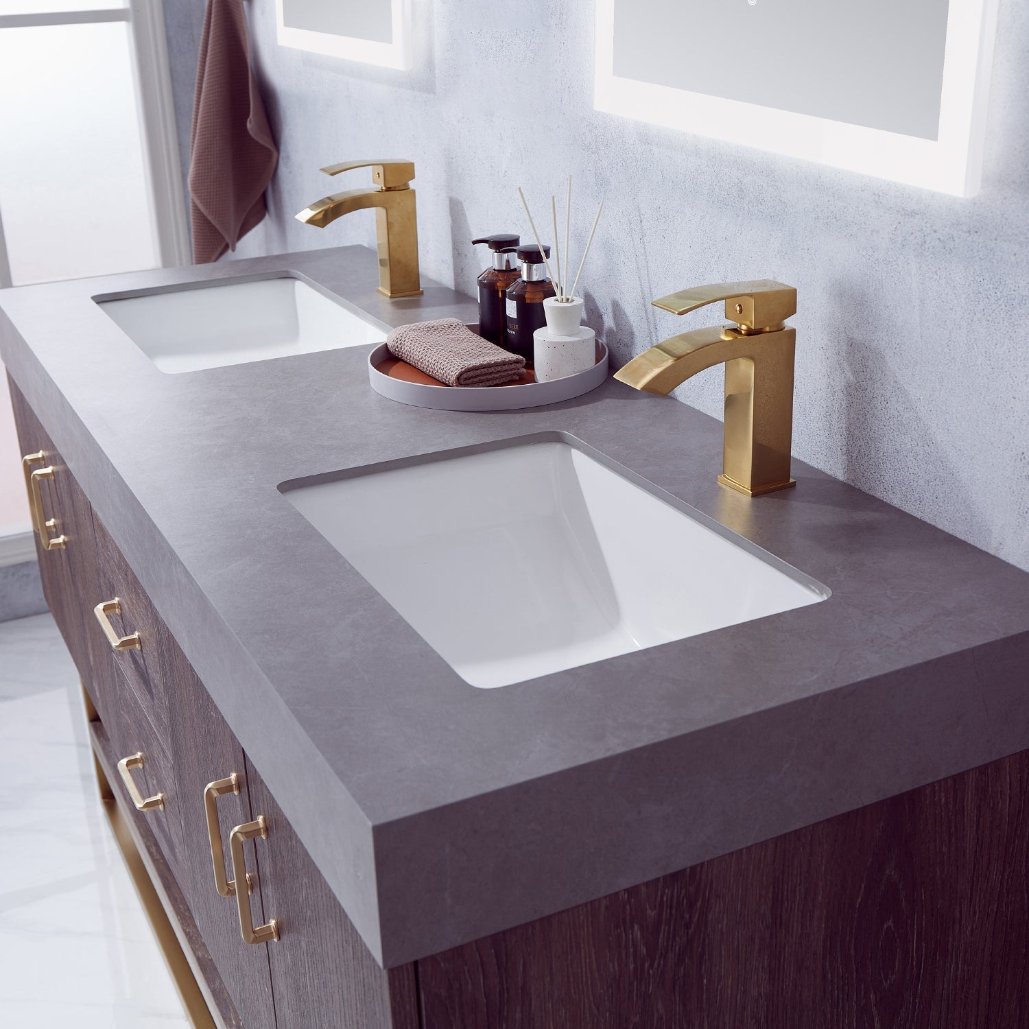 Vinnova Design Alistair 72" Double Sink Bath Vanity in North Carolina Oak with Grey Sintered Stone Top - New Star Living