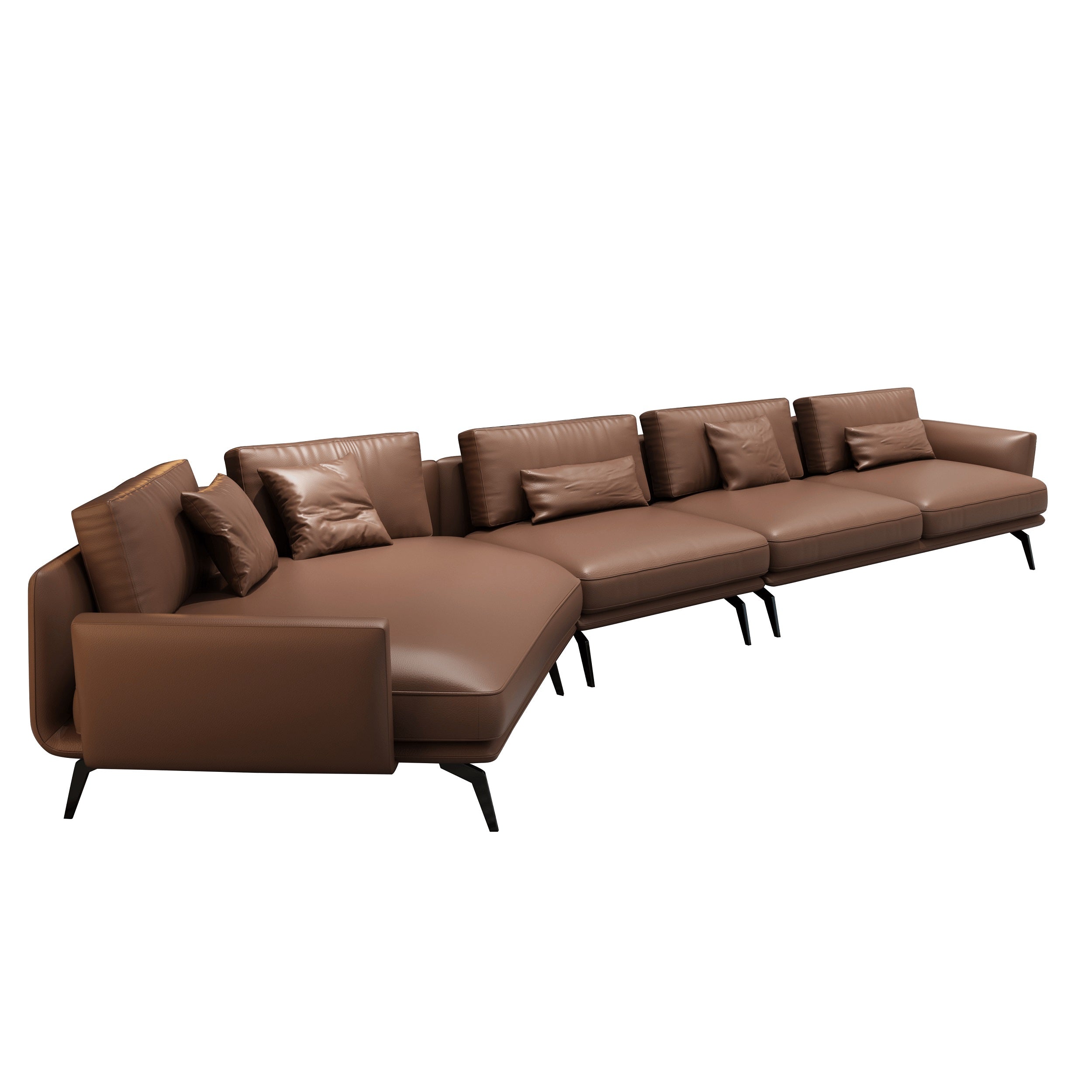 European Furniture - Galaxy Sectional Russet Brown Italian Leather - EF-54432L-3LHC - New Star Living