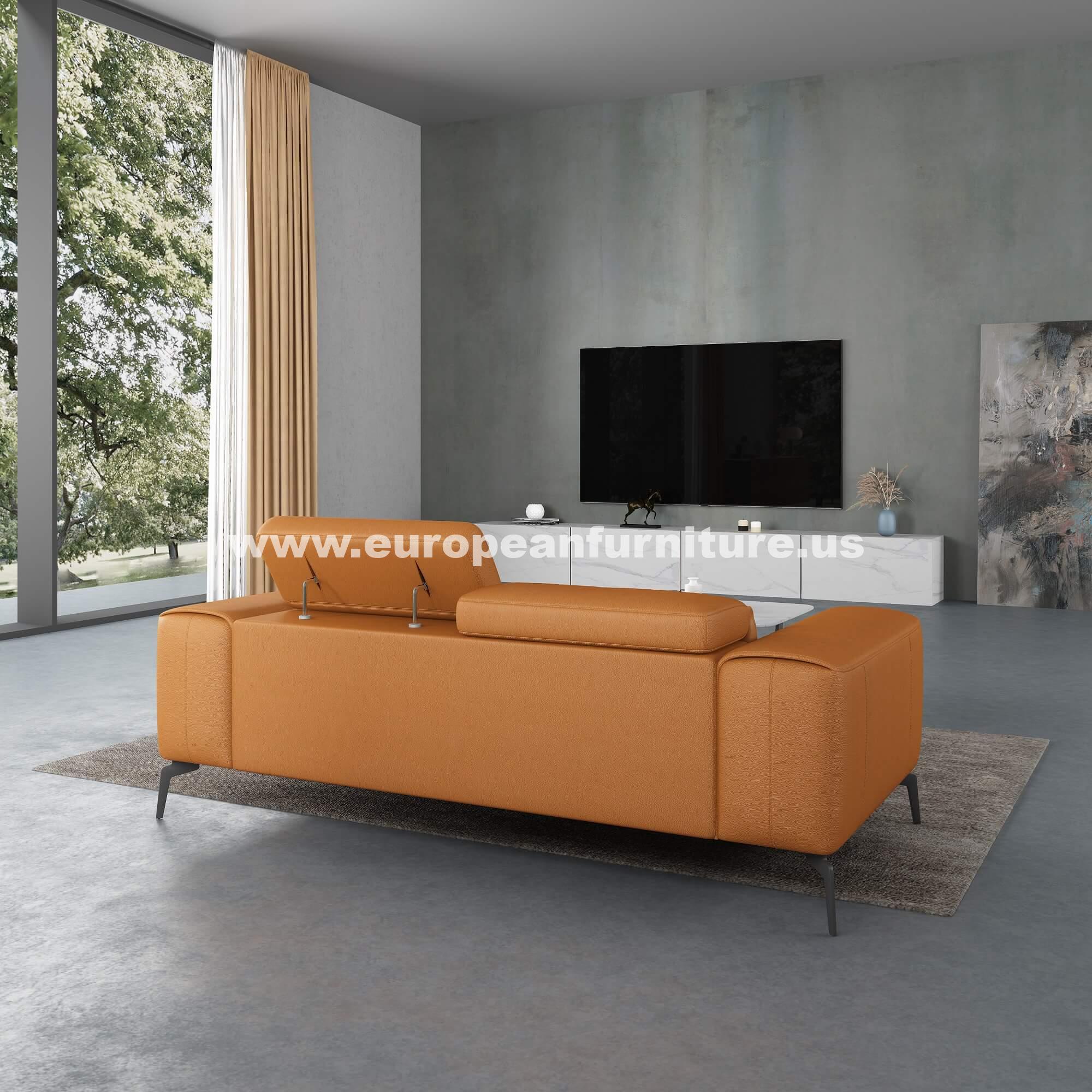 European Furniture - Cavour Loveseat Cognac Italian Leather - EF-12551-L - New Star Living