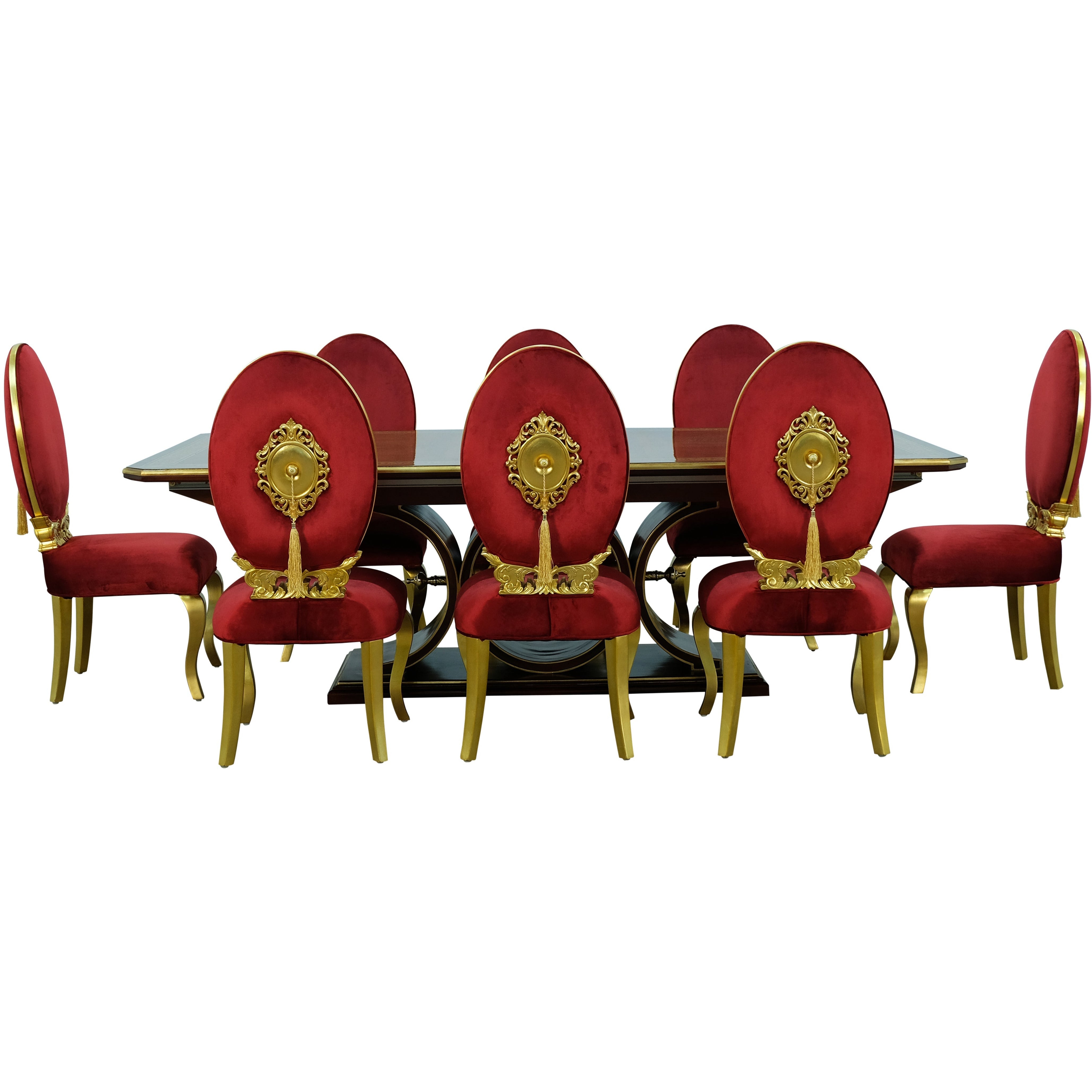 European Furniture - Rosella 9 Piece Dining Room Set in Havana With Deco Gold Leaf - 44697-9SET - New Star Living