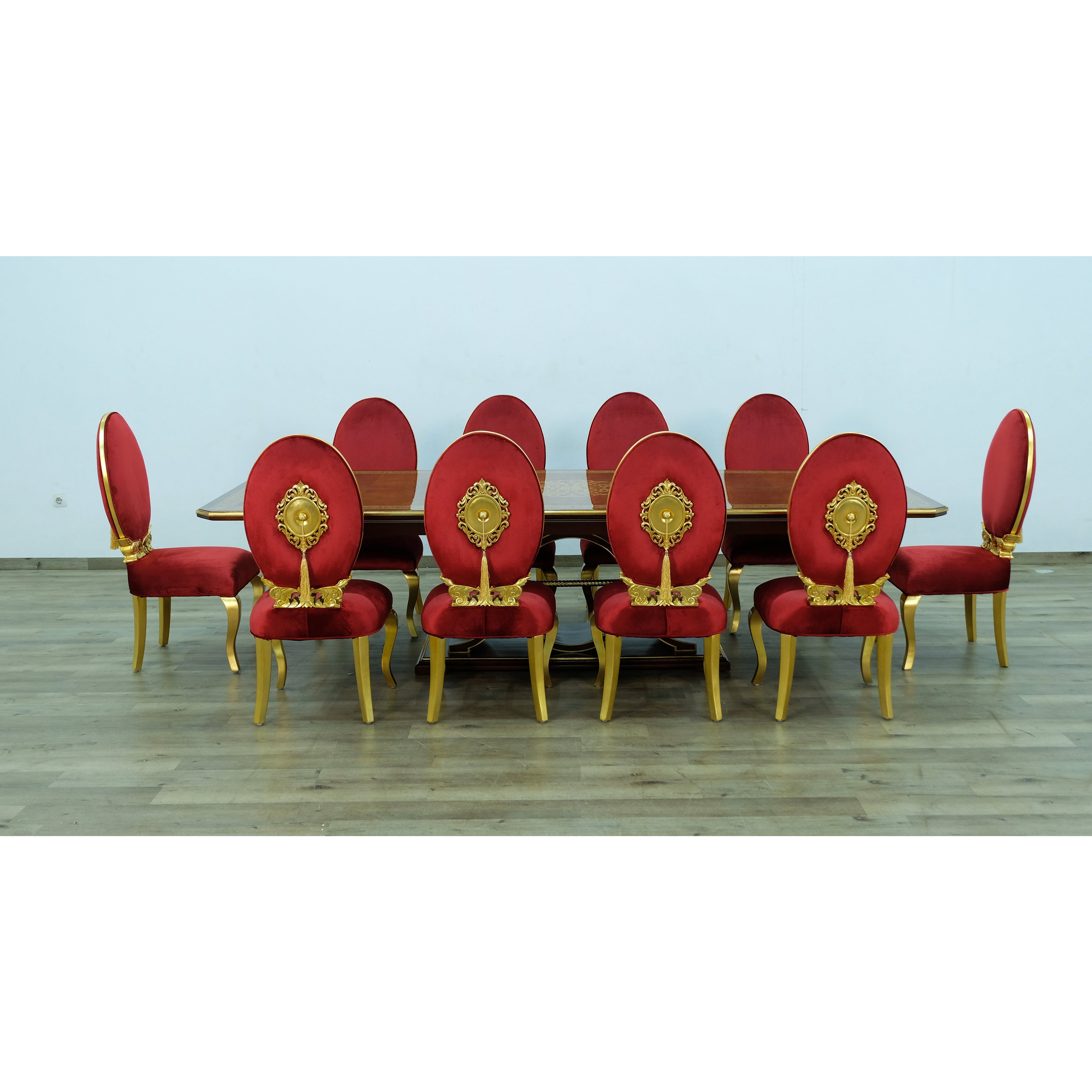 European Furniture - Rosella 11 Piece Dining Room Set in Havana With Deco Gold Leaf - 44697-11SET - New Star Living