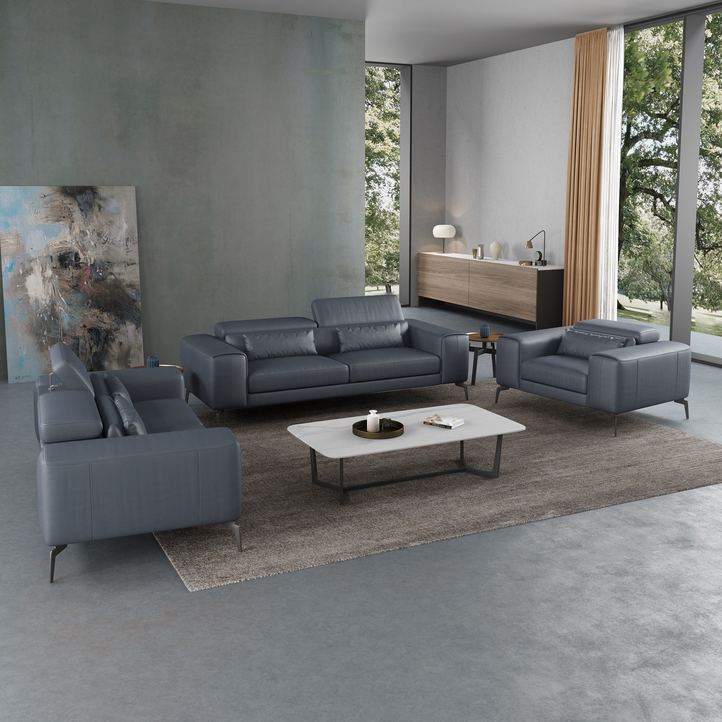 European Furniture - Cavour Sofa Cognac Italian Leather - EF-12551-S - New Star Living