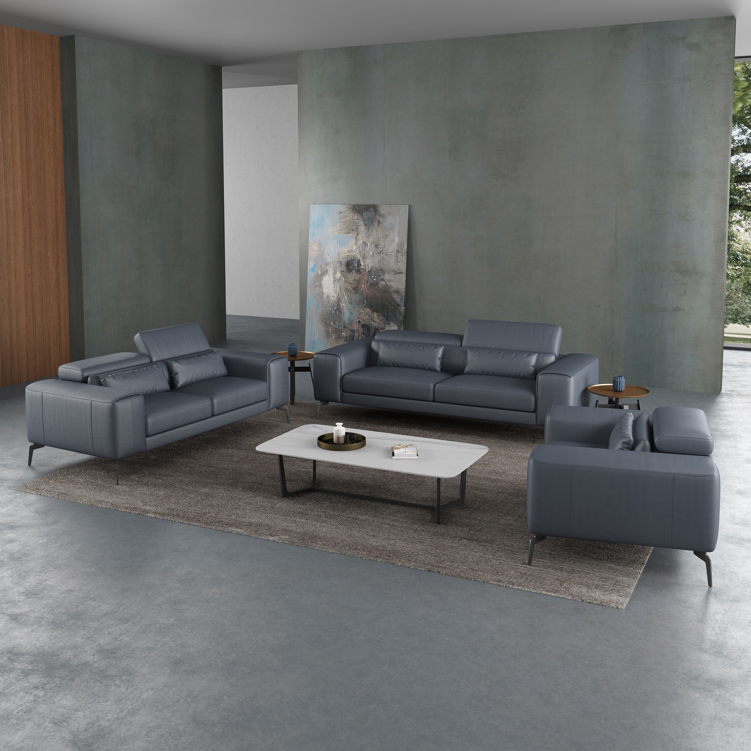 European Furniture - Cavour Sofa Cognac Italian Leather - EF-12551-S - New Star Living