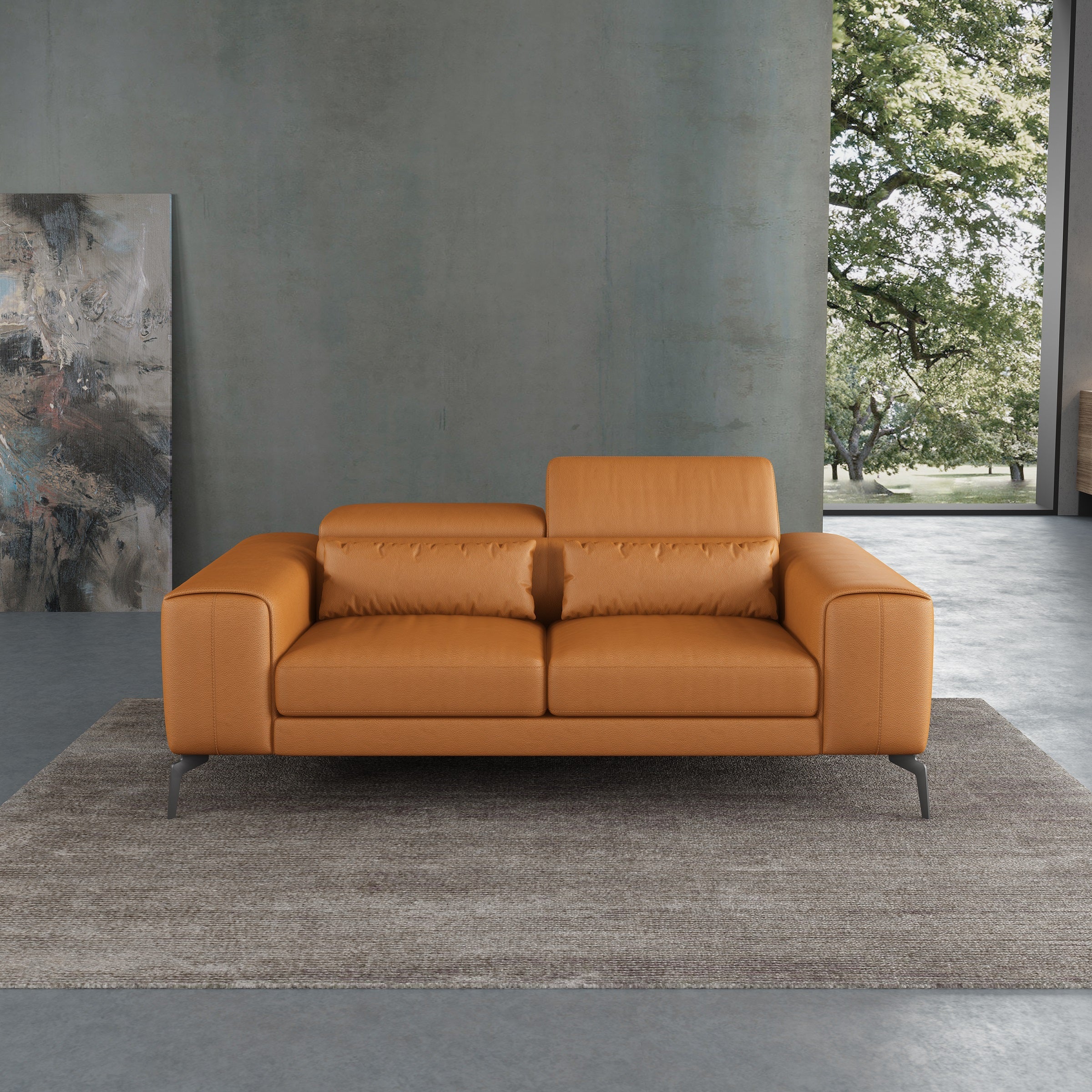 European Furniture - Cavour 3 Piece Sofa Set Cognac Italian Leather - EF-12551 - New Star Living