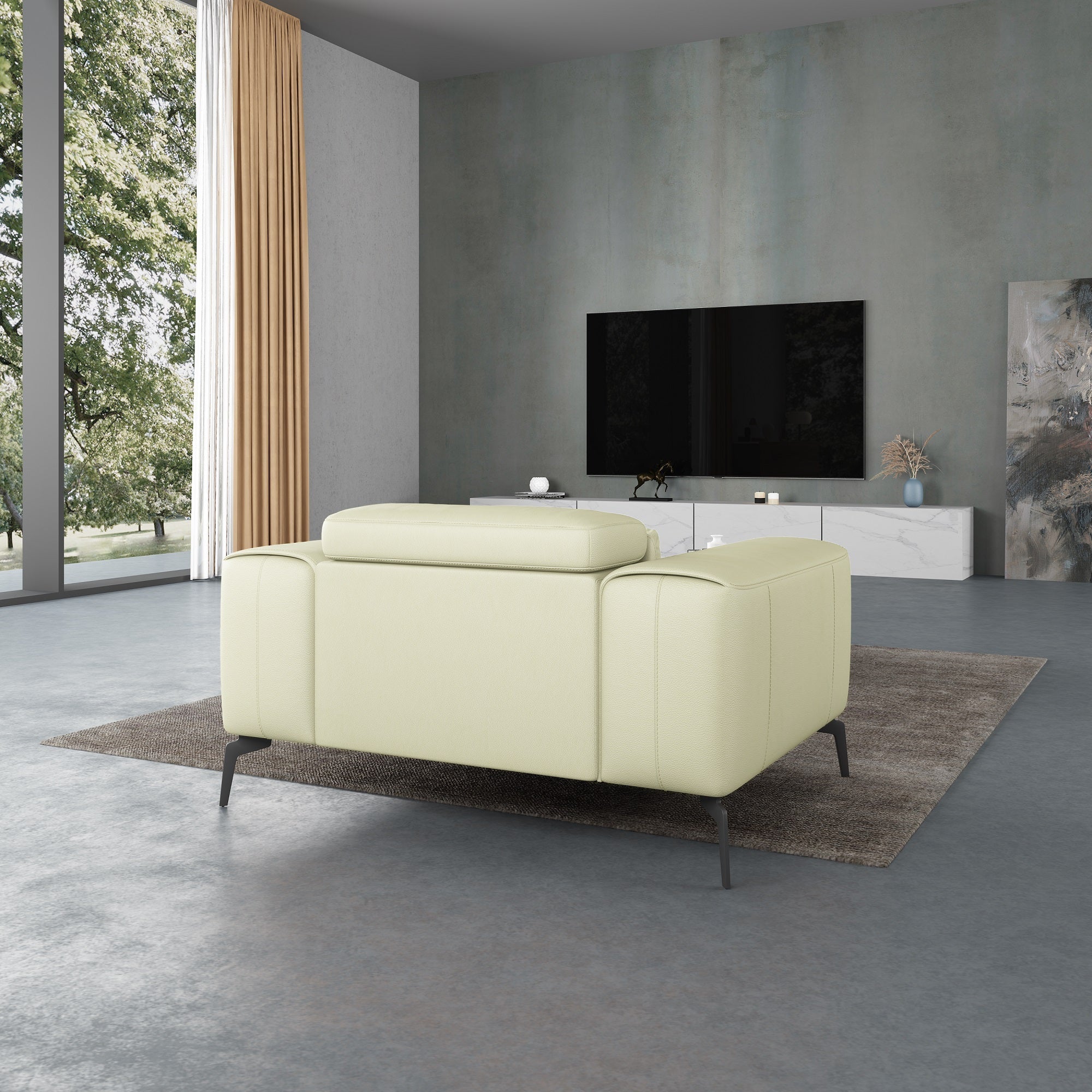 European Furniture - Cavour 3 Piece Sofa Set Off White Italian Leather - EF-12552 - New Star Living
