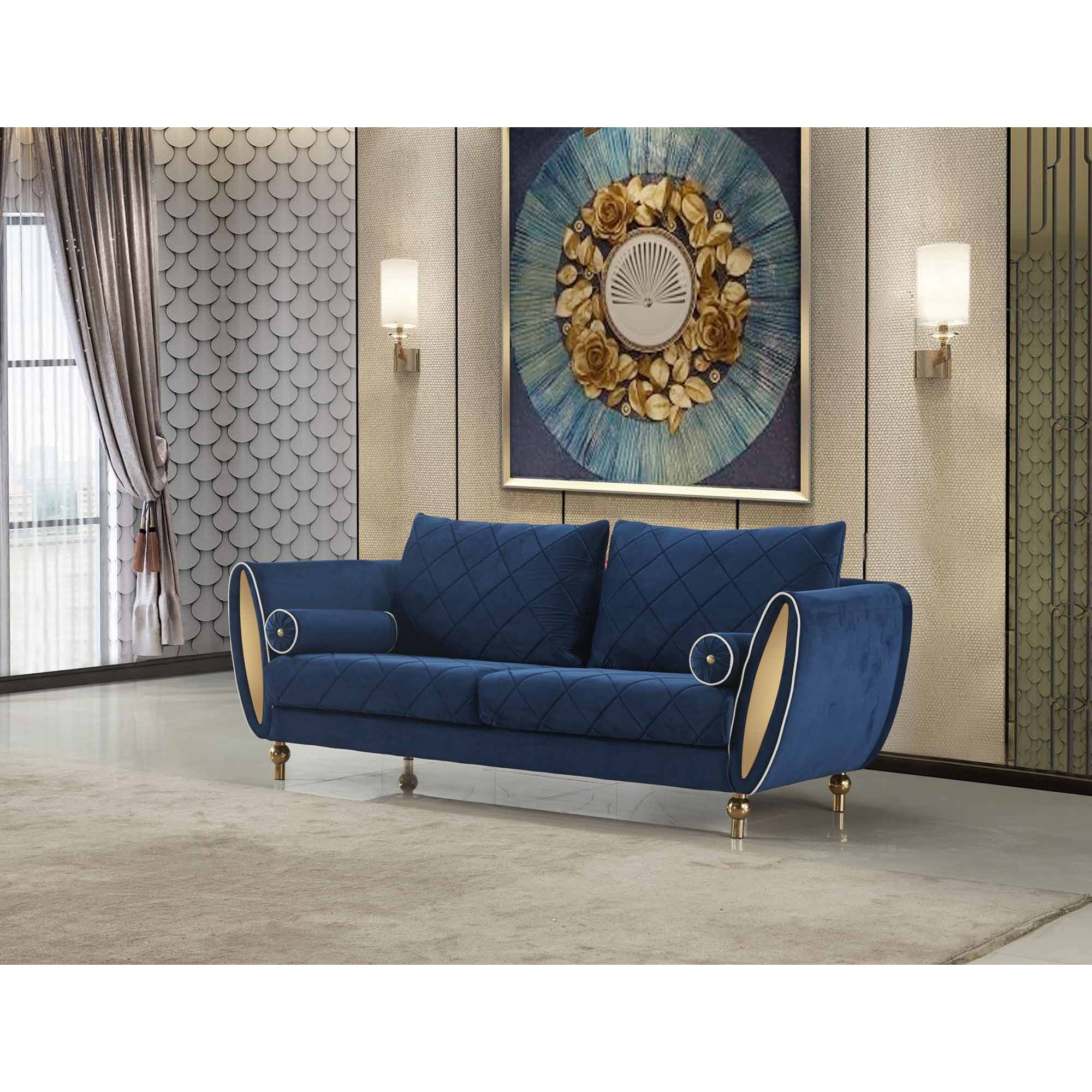 European Furniture - Sipario Vita Modern Sofa in Blue - EF-22560-S - New Star Living