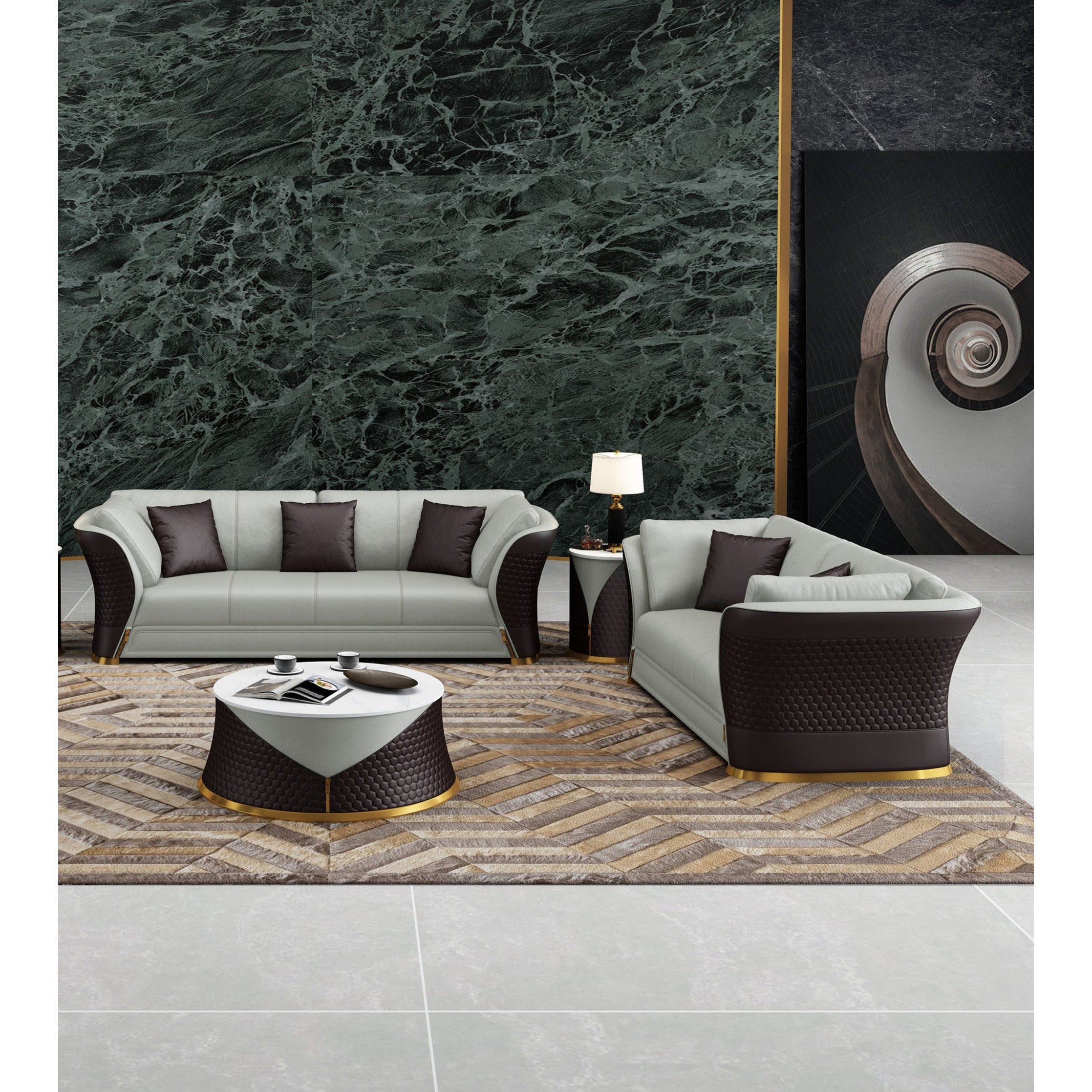 European Furniture - Vogue 2 Piece Sofa Set in Grey & Chocolate - EF-27993-2SET - New Star Living