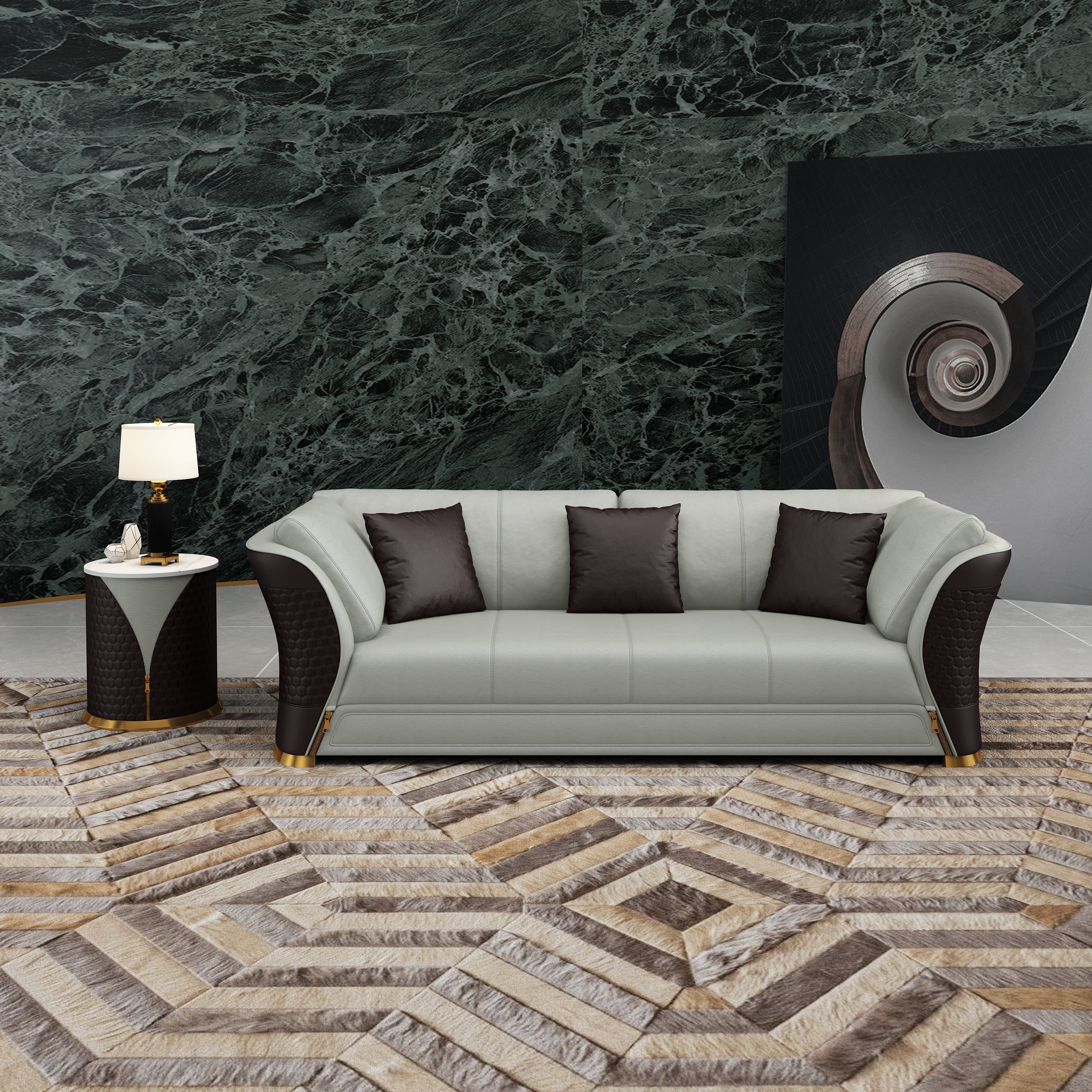 European Furniture - Vogue 3 Piece Living Room Set in Grey & Chocolate - EF-27993-3SET - New Star Living