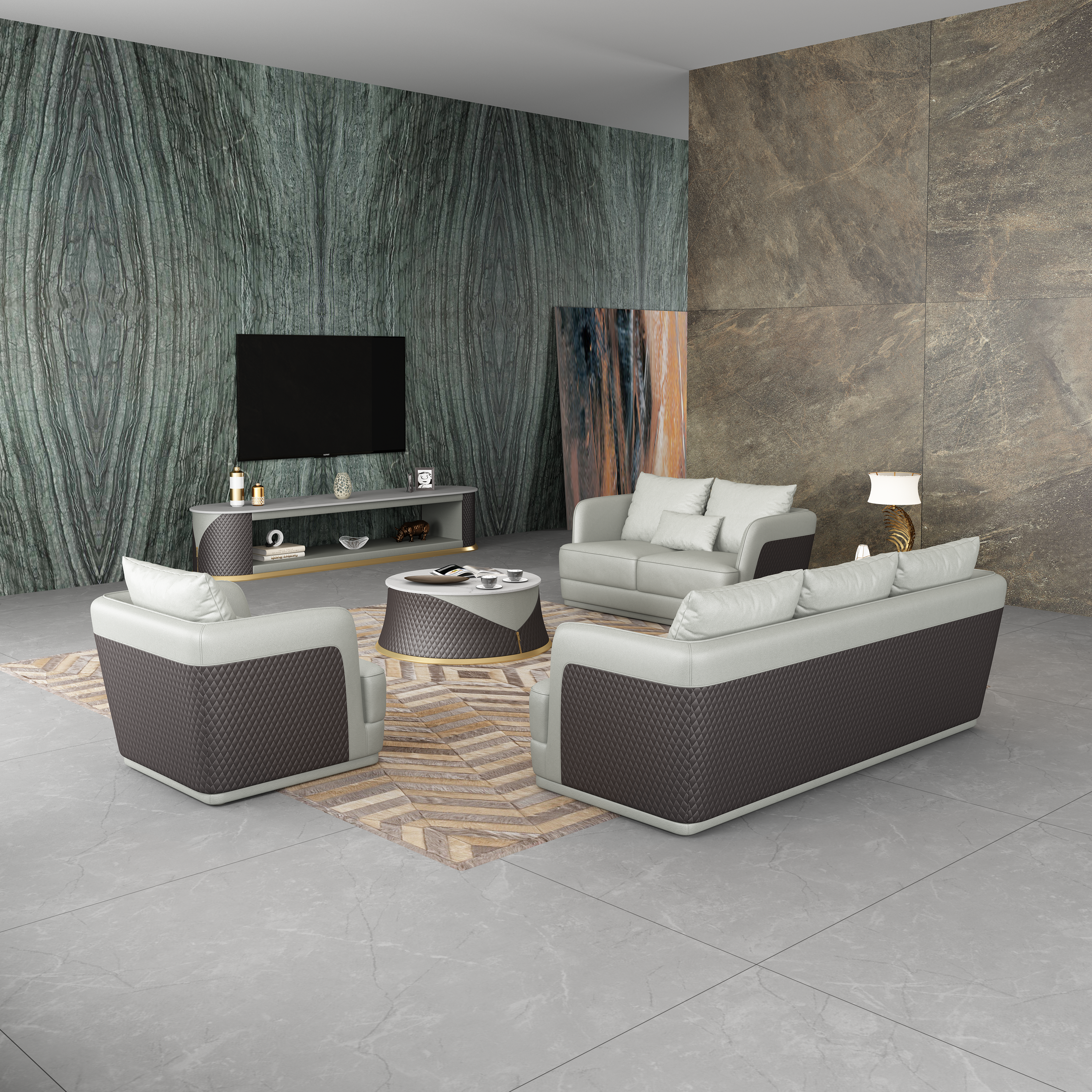 European Furniture - Glamour Chair Grey Chocolate Italian Leather - EF-51618-C - New Star Living