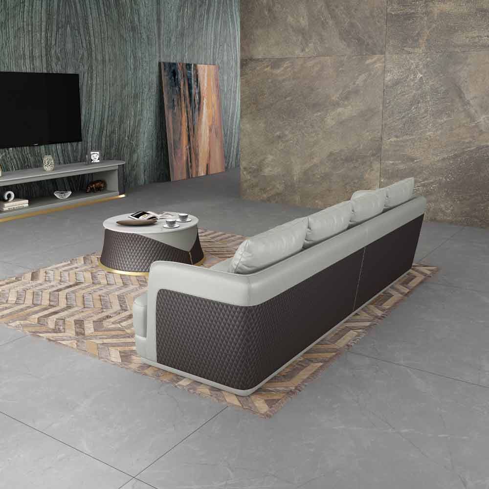 European Furniture - Glamour Mansion Sofa Grey Chocolate Italian Leather - EF-51618-4S - New Star Living
