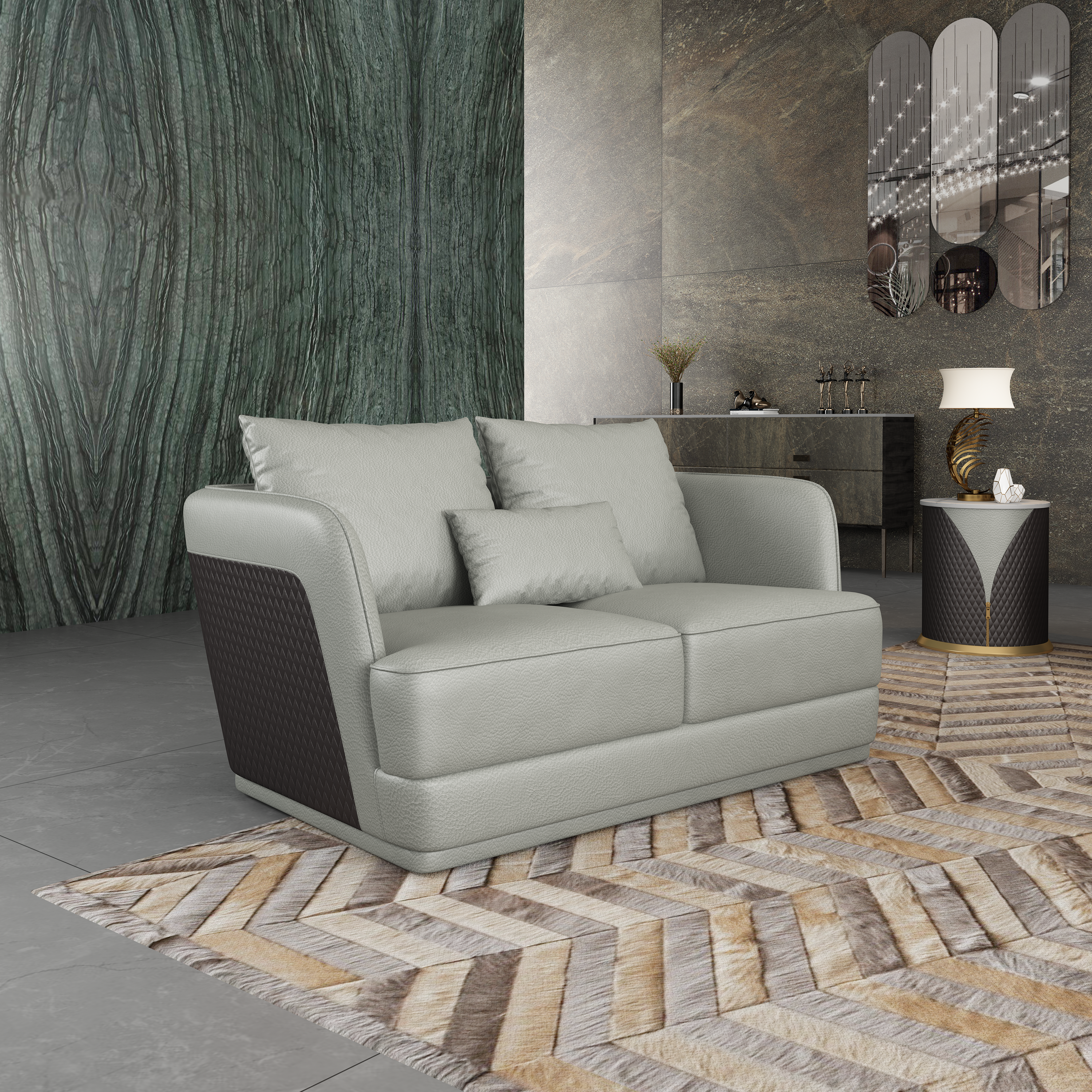 European Furniture - Glamour Loveseat Grey Chocolate Italian Leather - EF-51618-L - New Star Living
