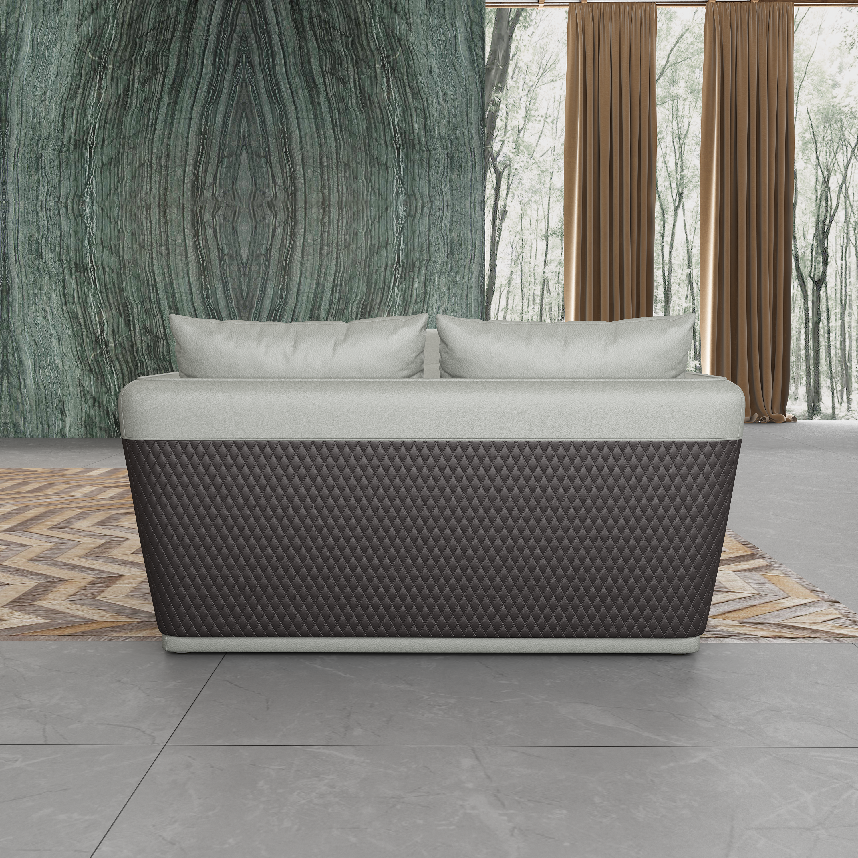 European Furniture - Glamour 3 Piece Sofa Set Grey Chocolate Italian Leather - EF-51618 - New Star Living