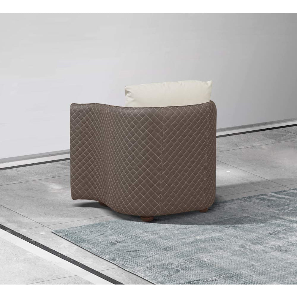 European Furniture - Makassar Chair Beige & Taupe Italian Leather - EF-52550-C - New Star Living