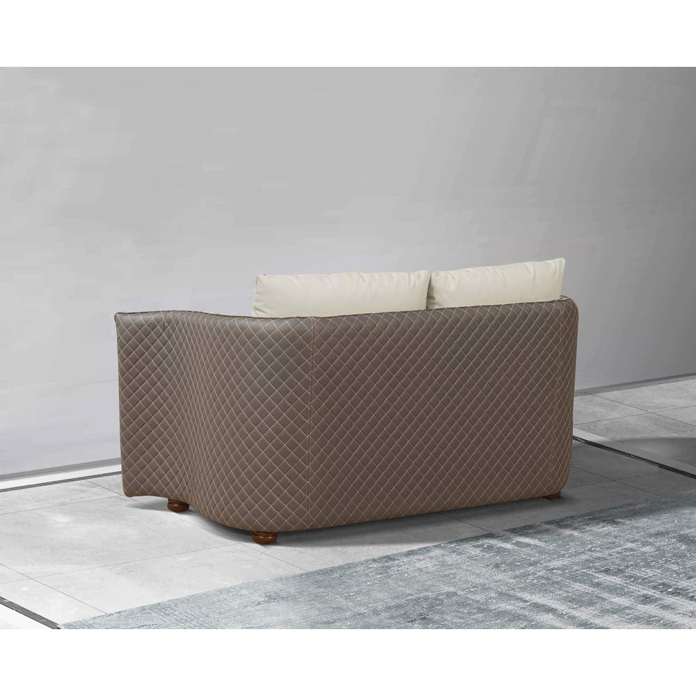 European Furniture - Makassar Loveseat Beige & Taupe Italian Leather - EF-52550-L - New Star Living