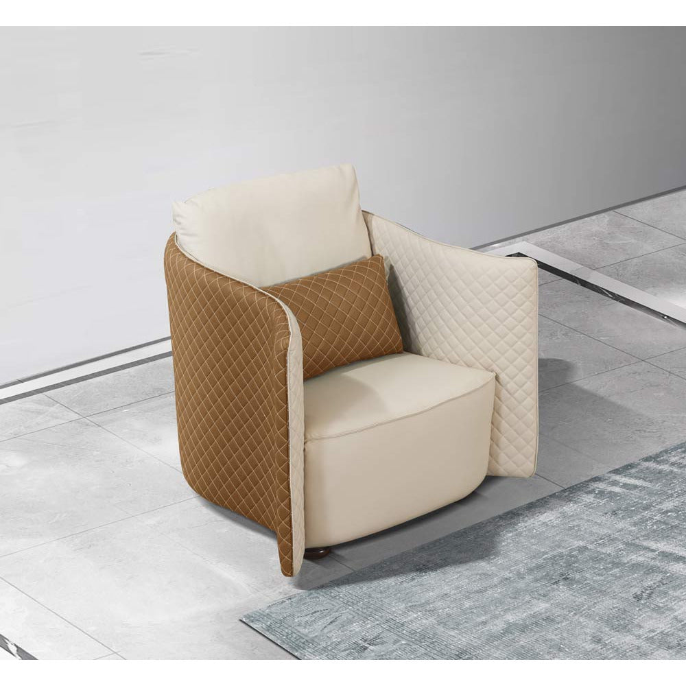 European Furniture - Makassar 3 Piece Sofa Set Beige & Orange Italian Leather - EF-52552 - New Star Living