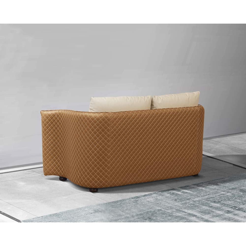 European Furniture - Makassar Loveseat Beige & Orange Italian Leather - EF-52552-L - New Star Living