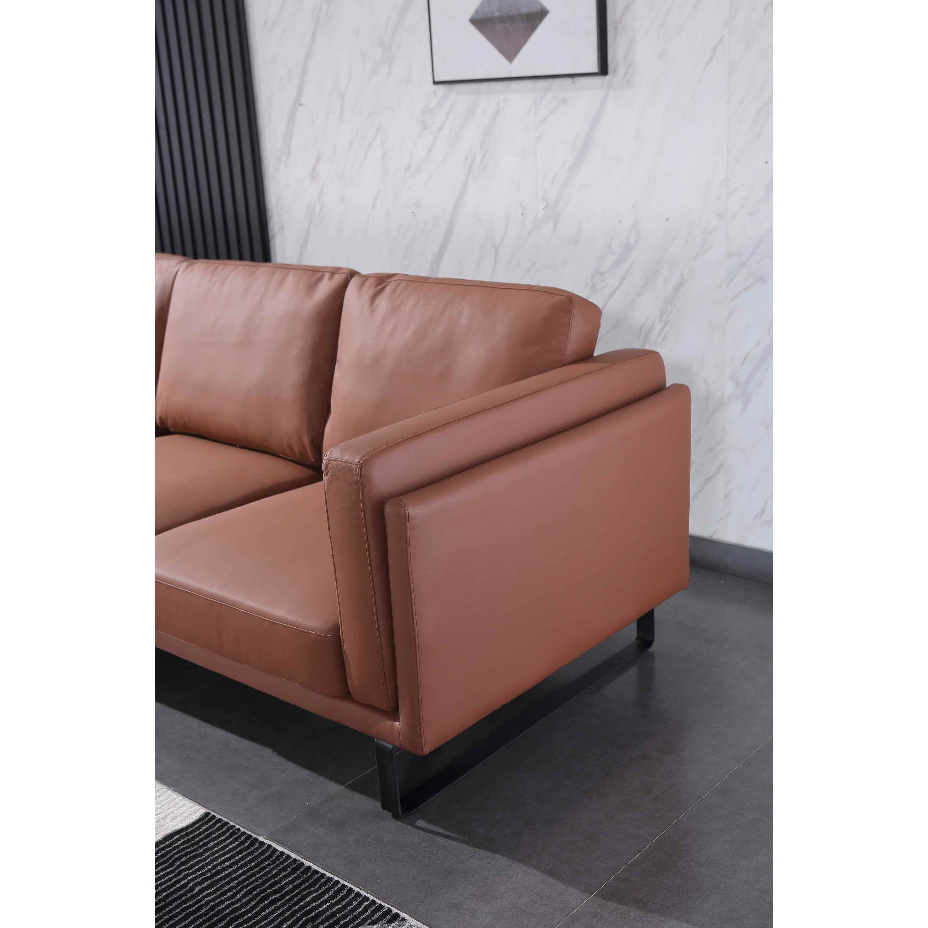 European Furniture - Fidelio Left Facing Sectional Russet Brown Italian Leather - EF-58665-2LHF - New Star Living