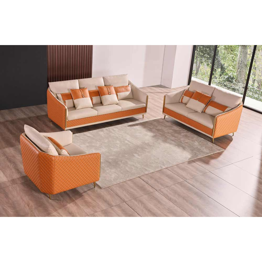 European Furniture - Icaro Sofa White-Orange Italian Leather - EF-64455-S - New Star Living