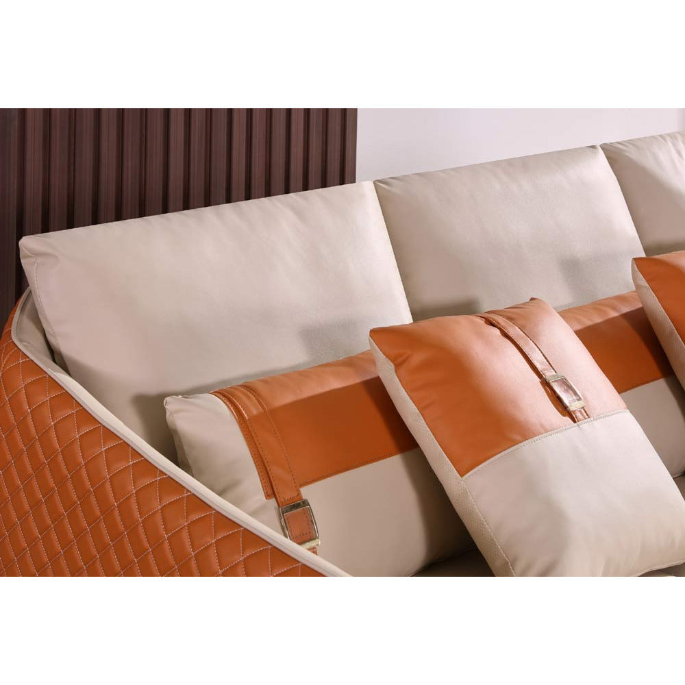 European Furniture - Icaro Sofa White-Orange Italian Leather - EF-64455-S - New Star Living