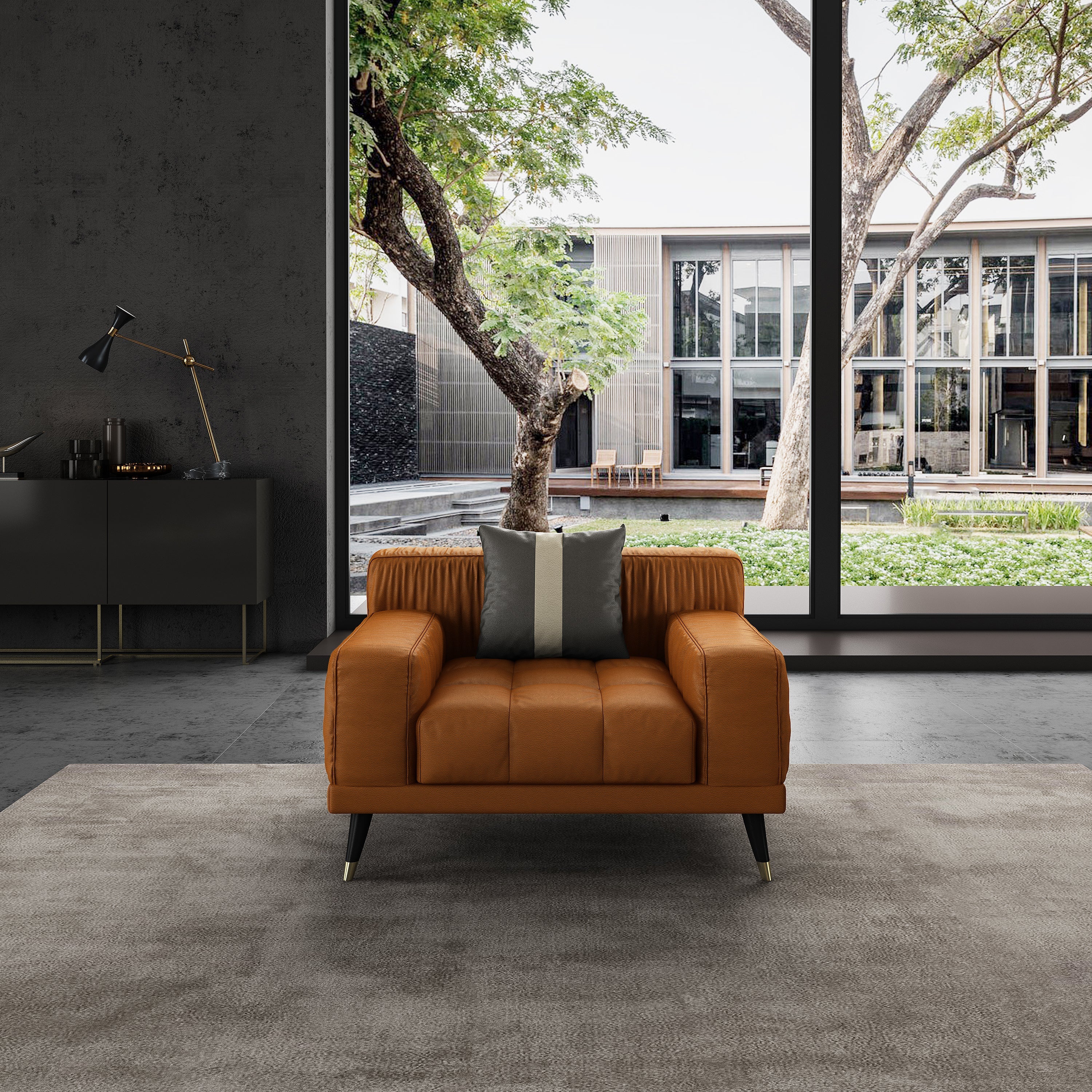 European Furniture - Outlander Chair Cognac Italian Leather - EF-88880-C - New Star Living