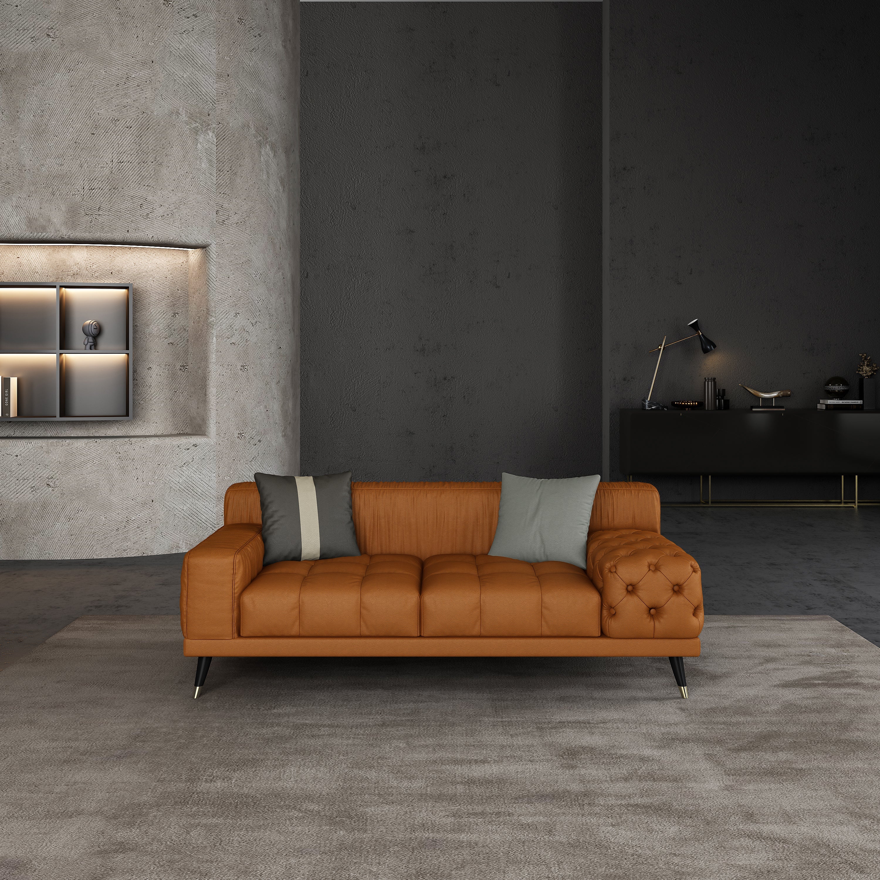 European Furniture - Outlander 3 Piece Living Room Set Cognac Italian Leather - EF-88880-SLC - New Star Living