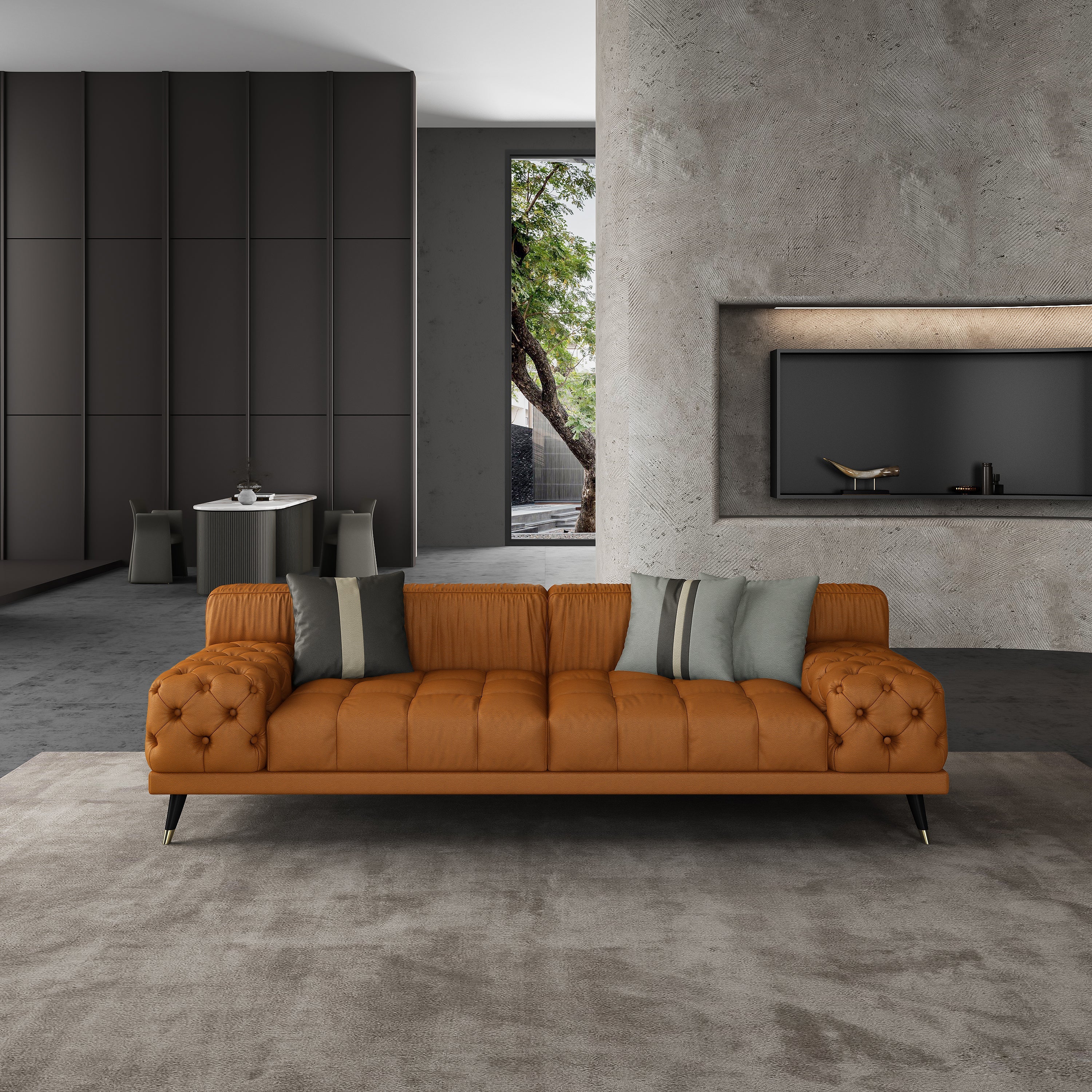 European Furniture - Outlander Sofa Cognac Italian Leather - EF-88880-S - New Star Living
