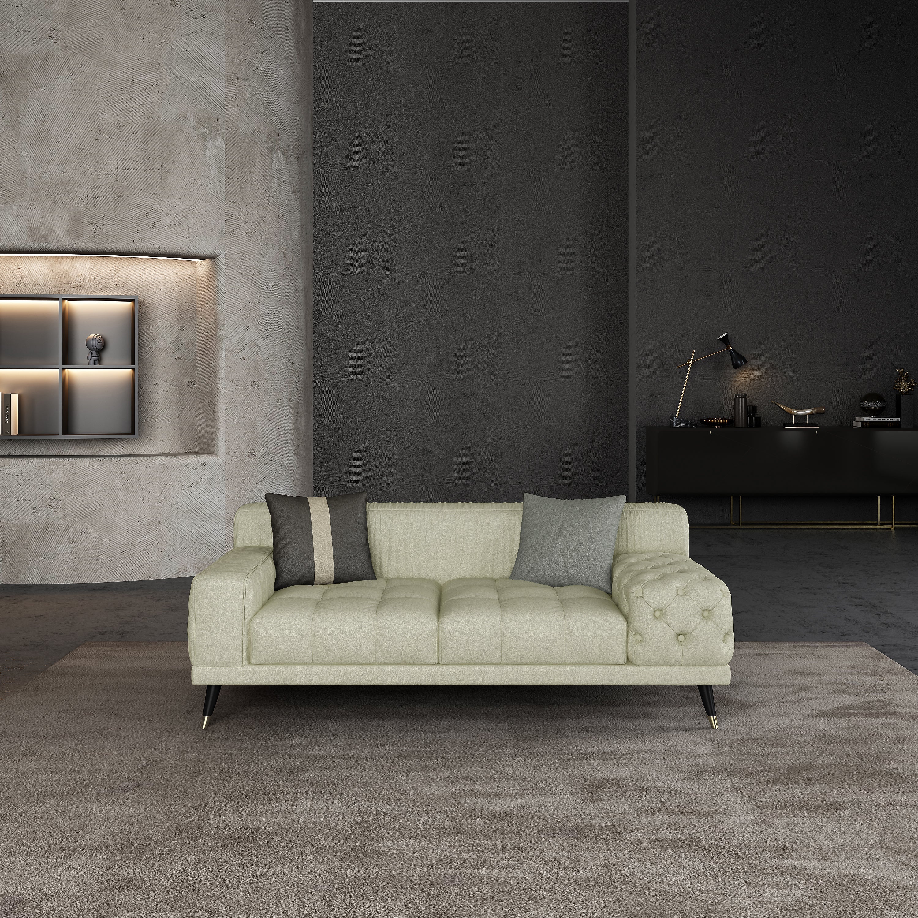 European Furniture - Outlander 3 Piece Living Room Set Off White Italian Leather - EF-88881-SLC - New Star Living